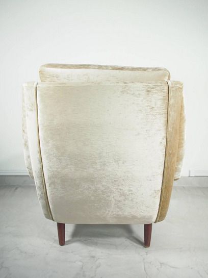 Mid Century Danish Beige Velvet Armchair, 1950s photo Furniture