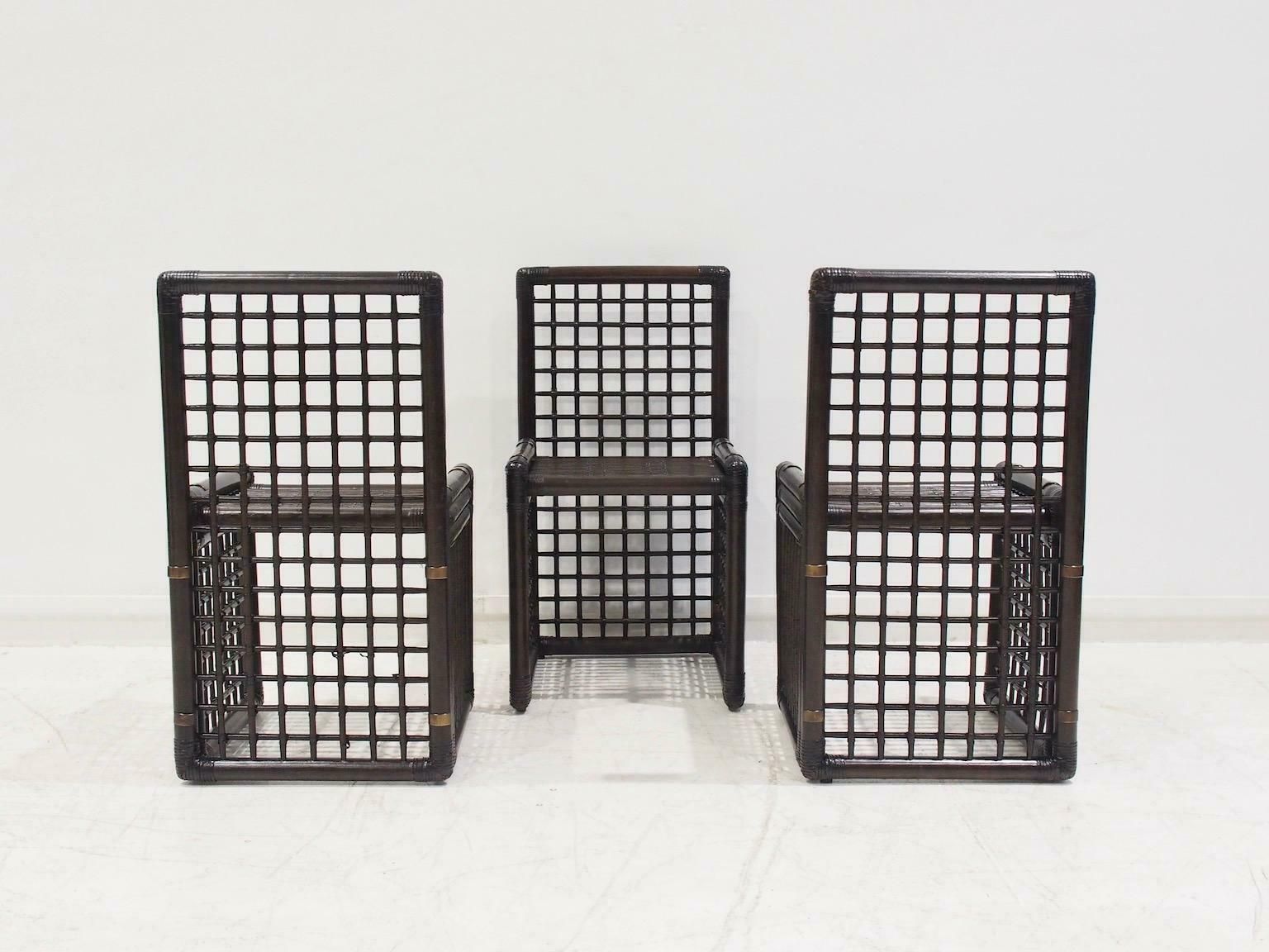 photo vintage Set Of Six Afra And Tobia Scarpa Bamboo And Rattan Chairs