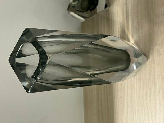 Vase And Ashtray In Faceted Submerged Murano Glass By Flavio Poli, 1960s, Set Of 2 photo buy