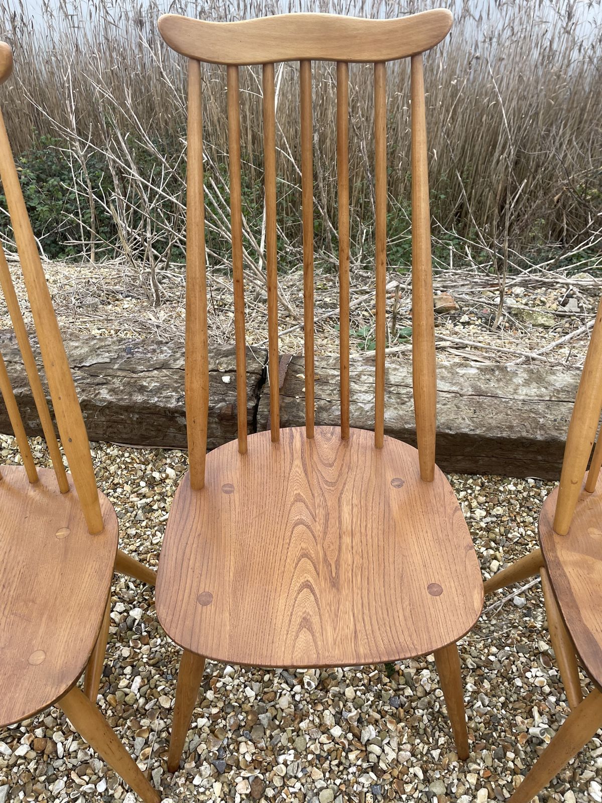 photo furniture Set Of 4 Ercol Goldsmith Dining Chairs In Blonde , Blue Label