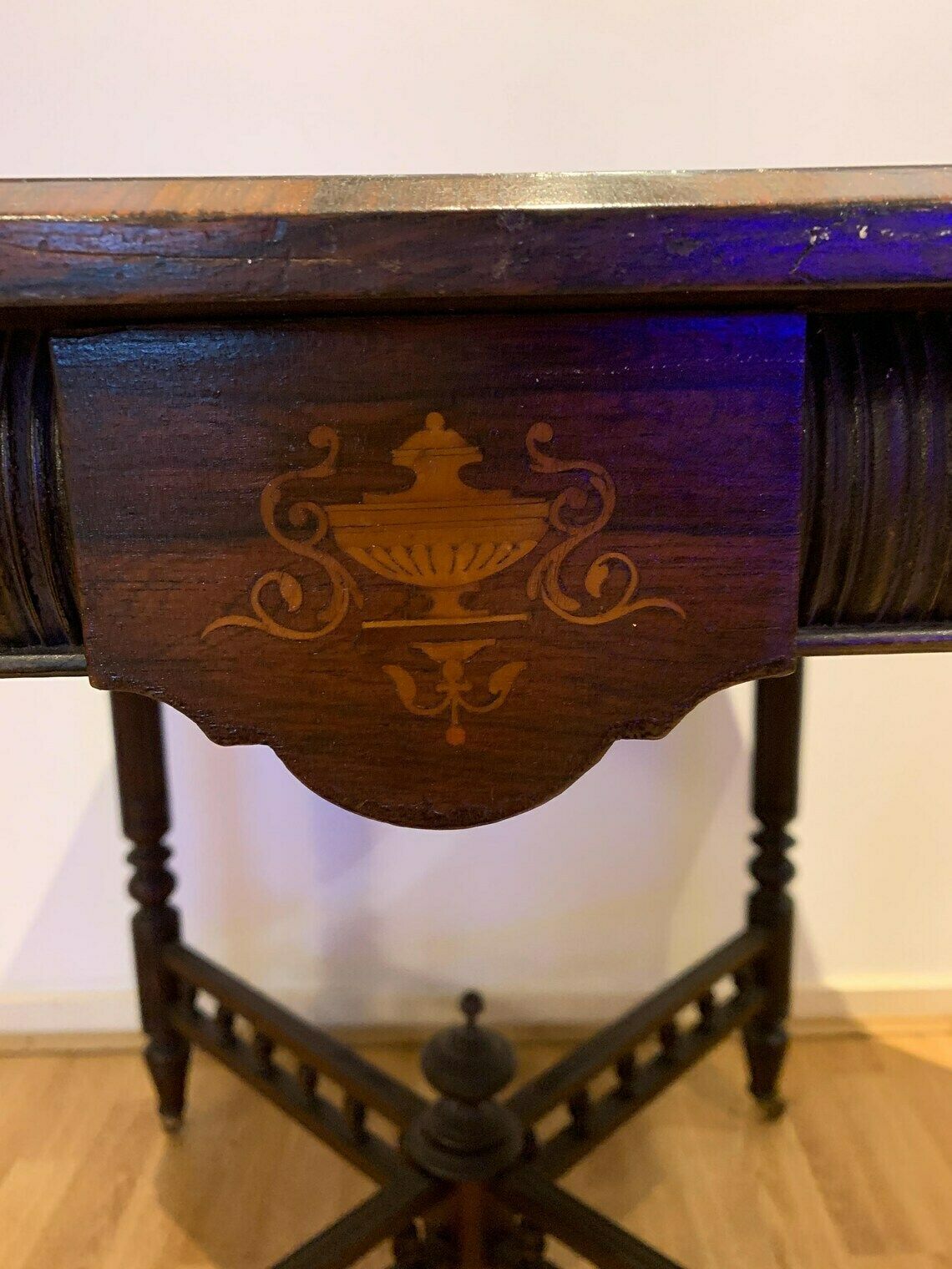 Antique Victorian Rosewood Centre Table With Inlay  Circa 1880's photo for sale