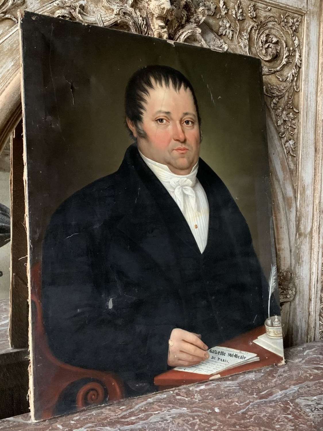 Naive 19th Century French Portrait Painting photo furniture