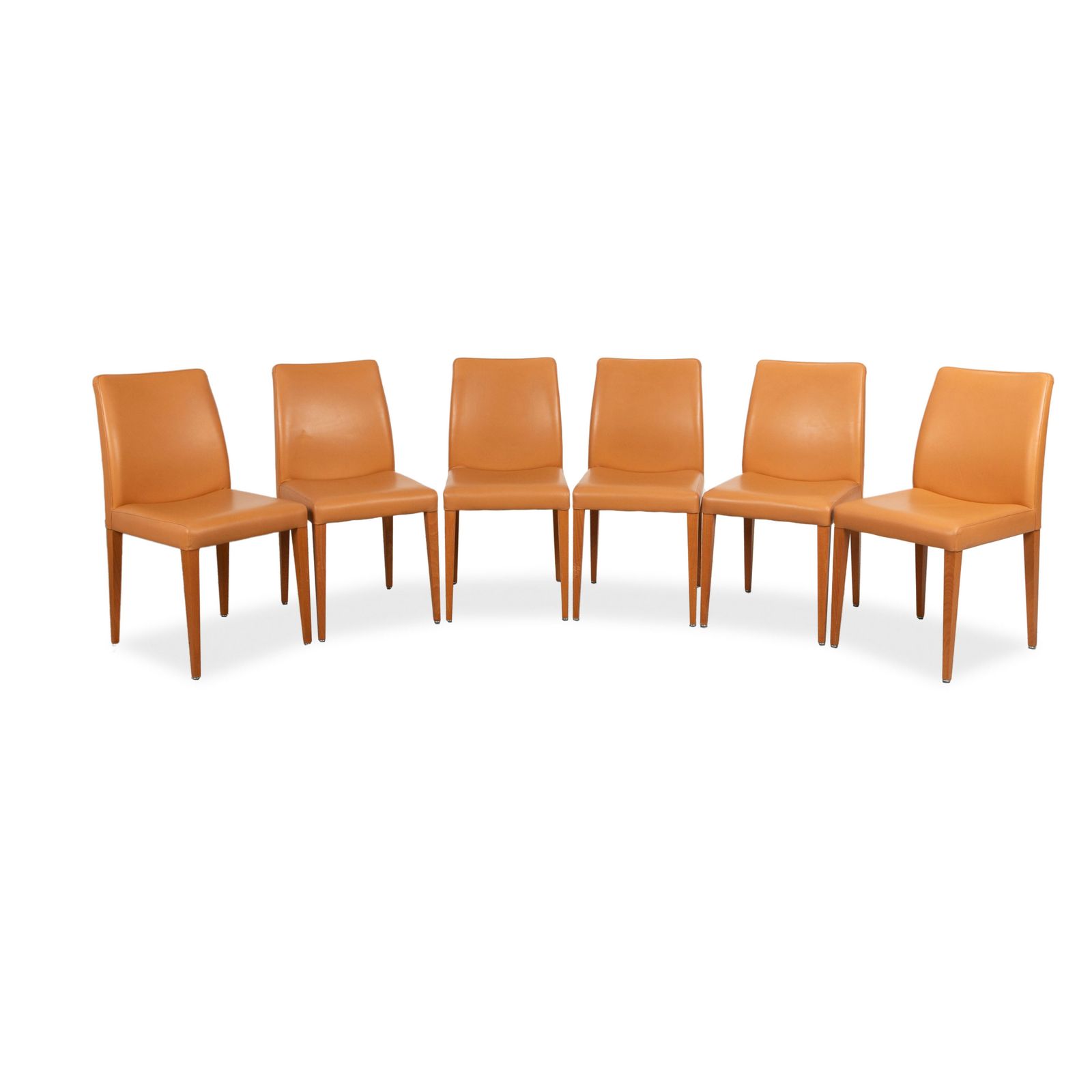 Set Of 6 Poltrona Frau Leather Chairs Orange