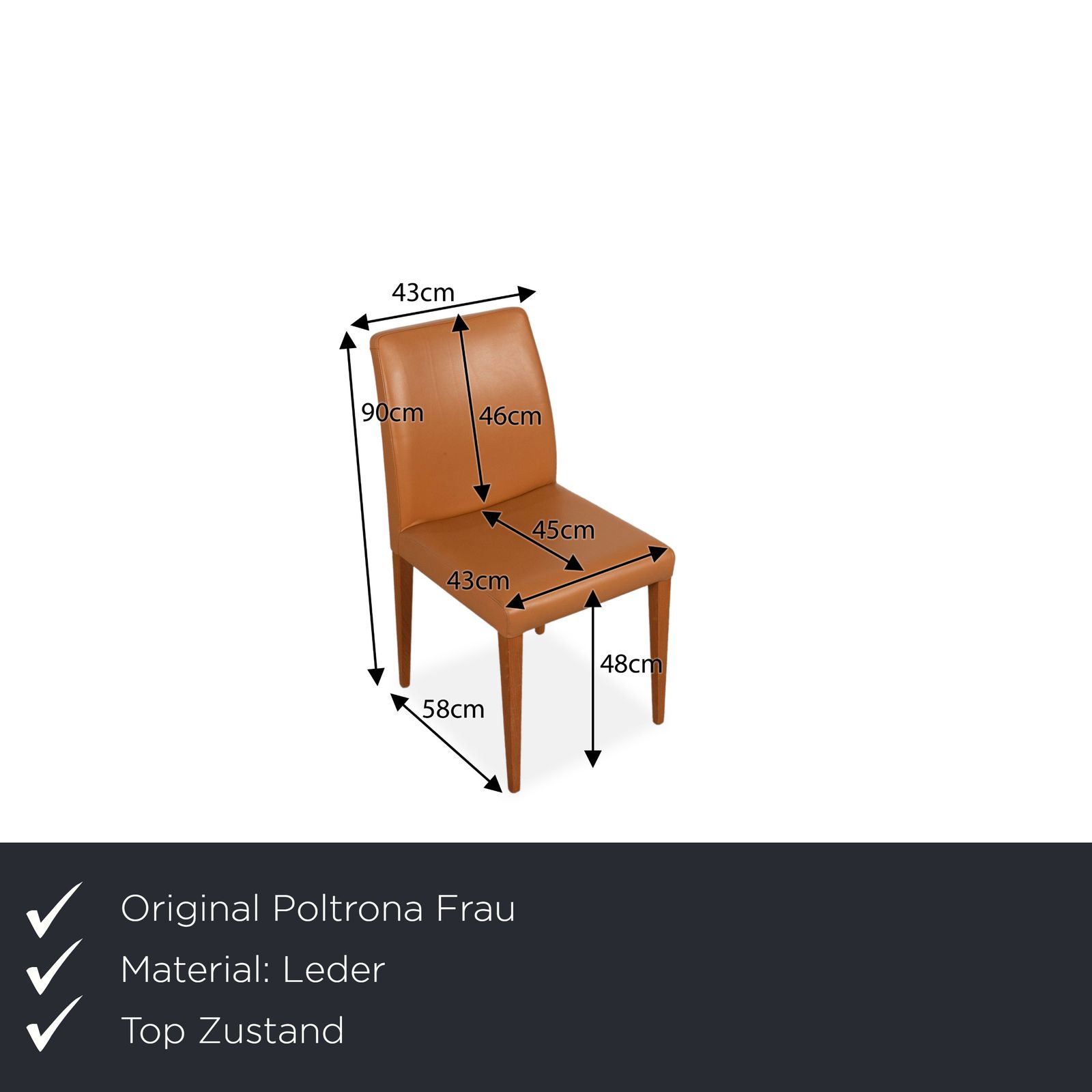 Lot de 6 chaises Poltrona Frau en cuir orange photo furniture