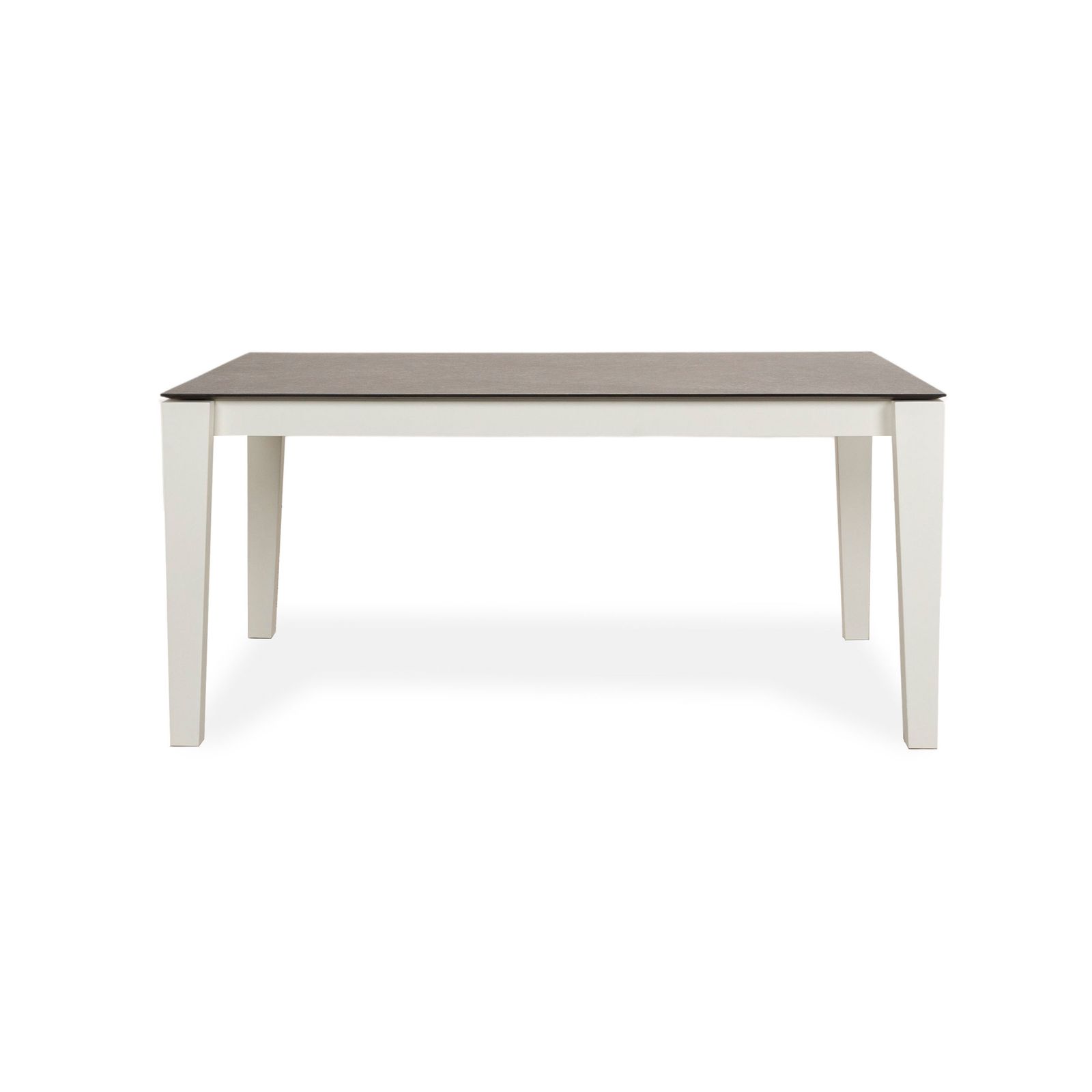 Table à manger Mondo Qbis en bois et résine, gris et blanc photo vintage