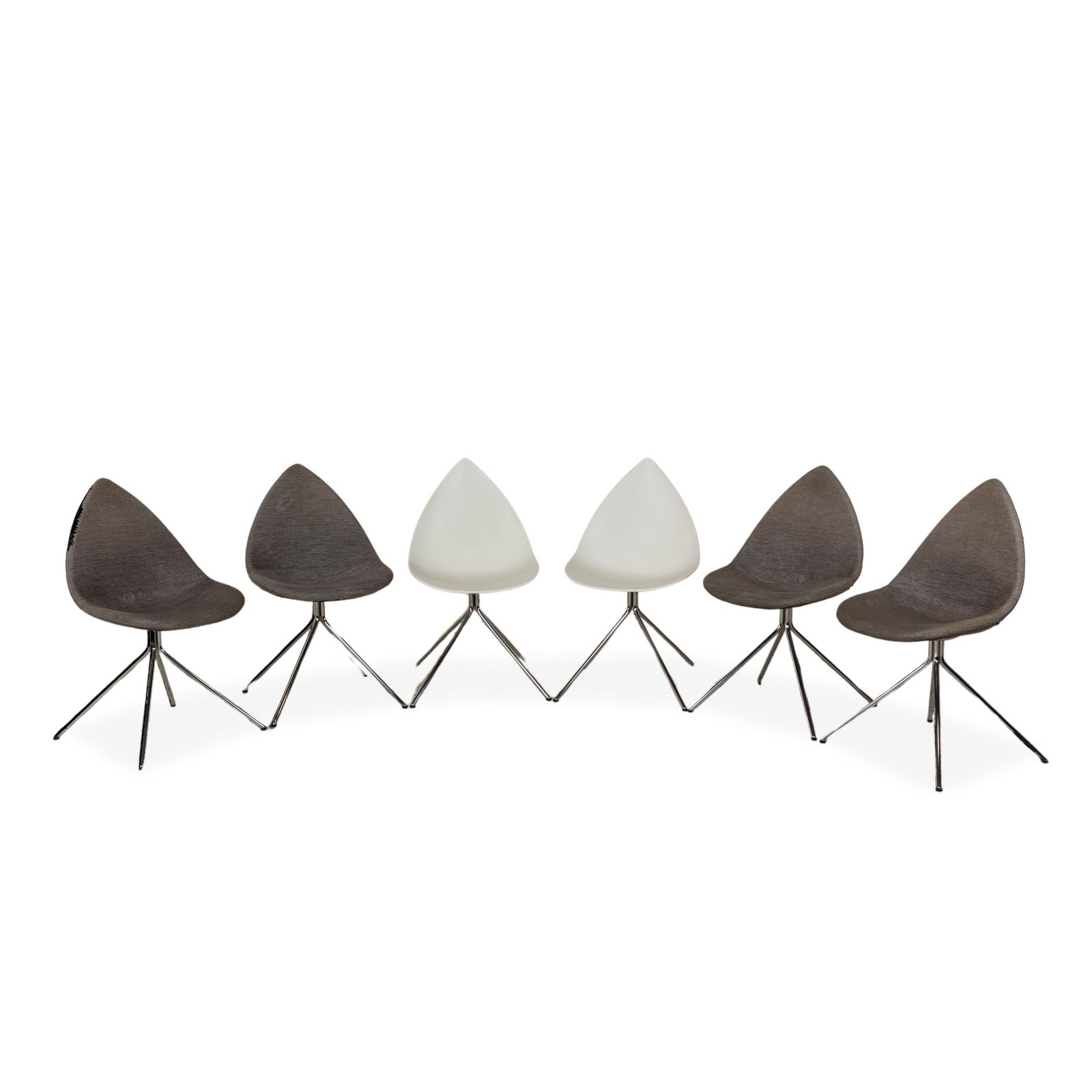 Lot de 6 chaises BoConcept Ottawa en tissu, grises et blanches