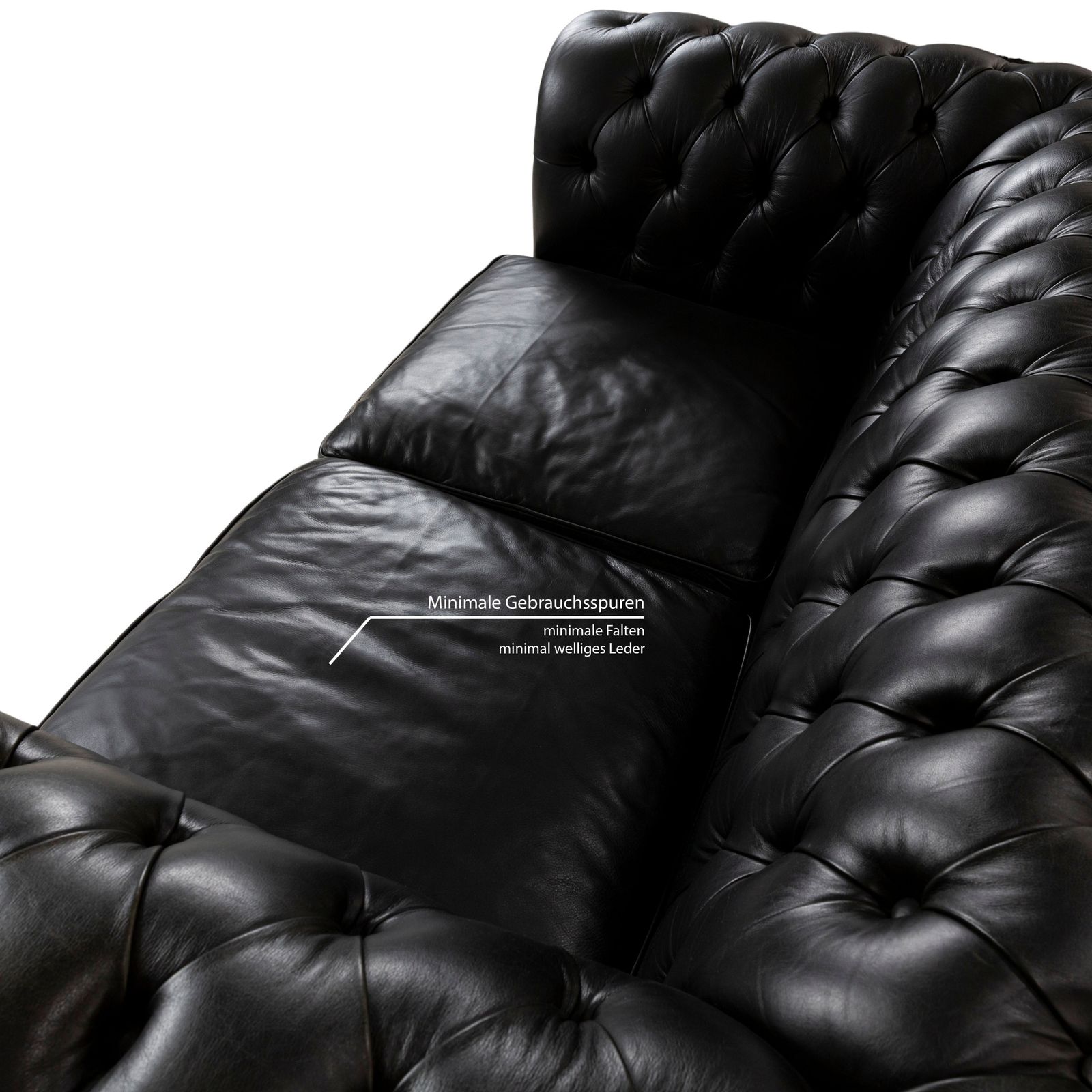 Canapé Chesterfield 2 places Natuzzi en cuir noir photo 2794.0