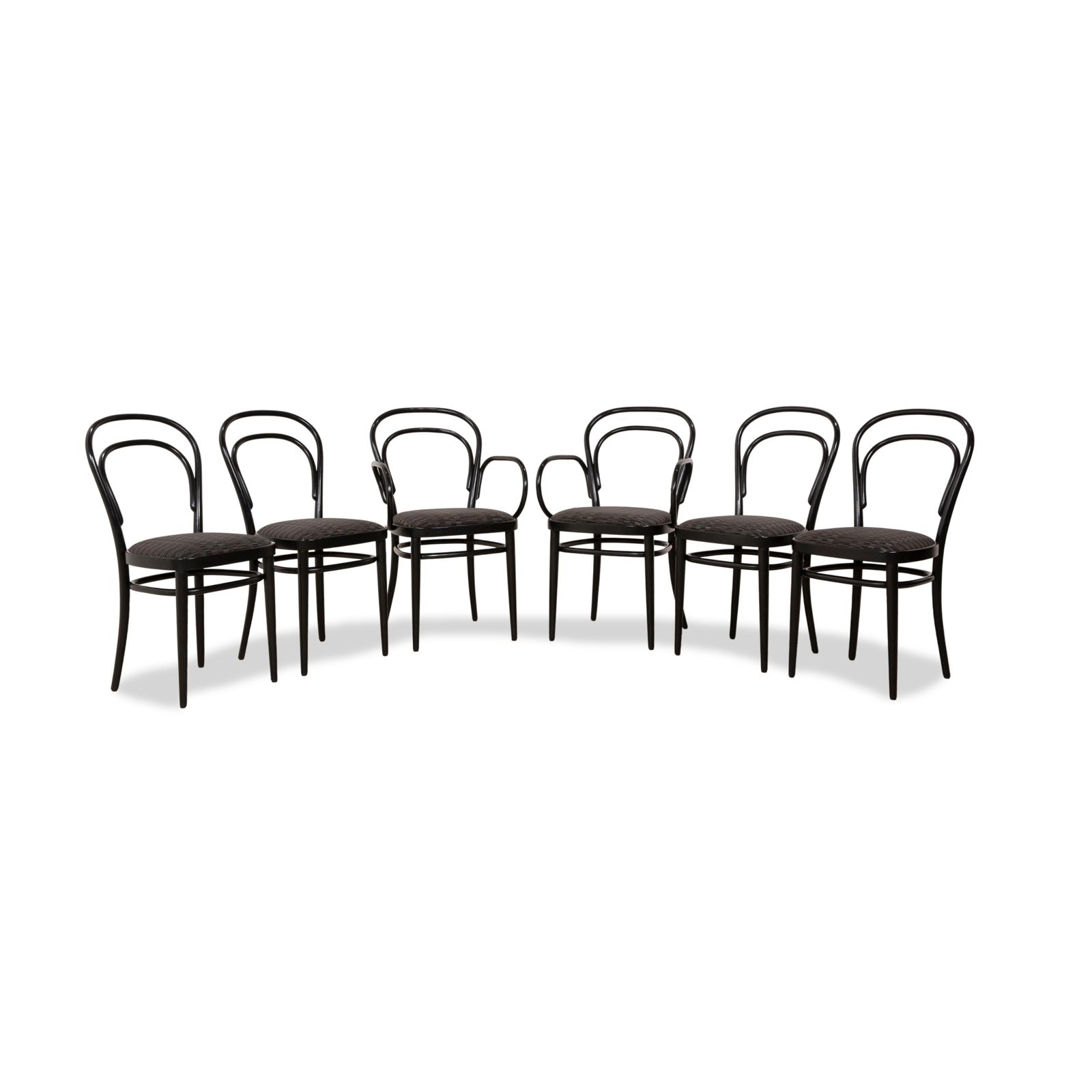 Set Of 6 Thonet 214 Wooden Chairs Black Dining Room Vintage