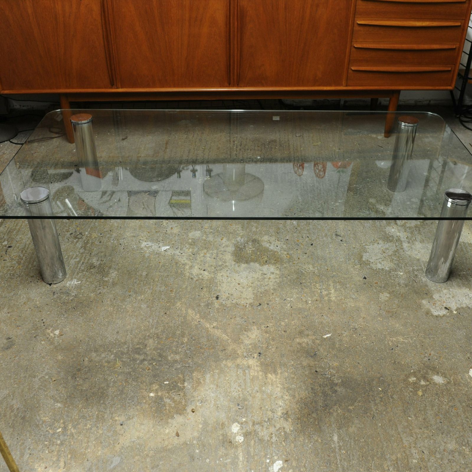 Large Glass And Chrome Coffee Table By Marco Zanuso For Zanotta, Italy, 1960s photo buy
