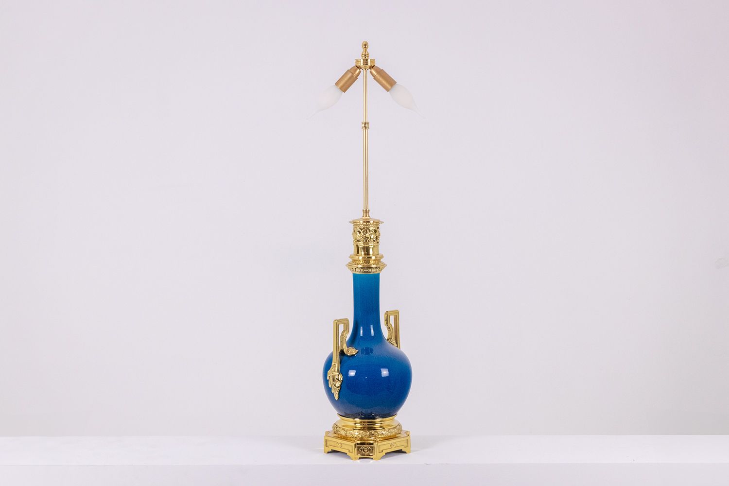 Lamp With Blue Porcelain And Gilded Bronze Handles. Circa 1880. photo 2200.0