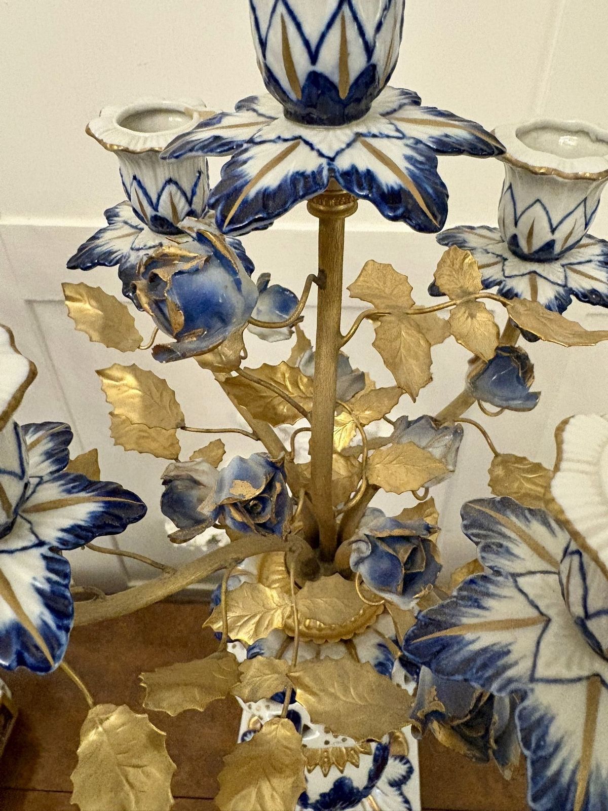 5850.0 Outstanding Quality Large Antique 19th Century French Porcelain And Gilded Metal Clock Set photo