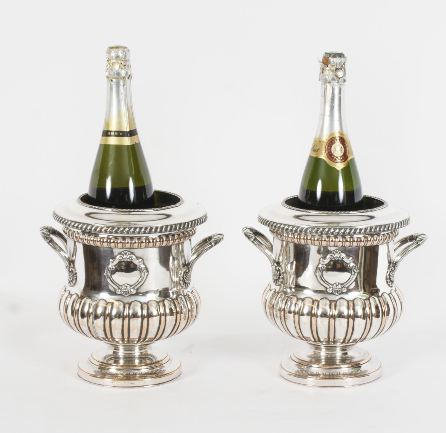 Antique Pair Of English Old Sheffield Plate Wine Coolers18th Century photo furniture