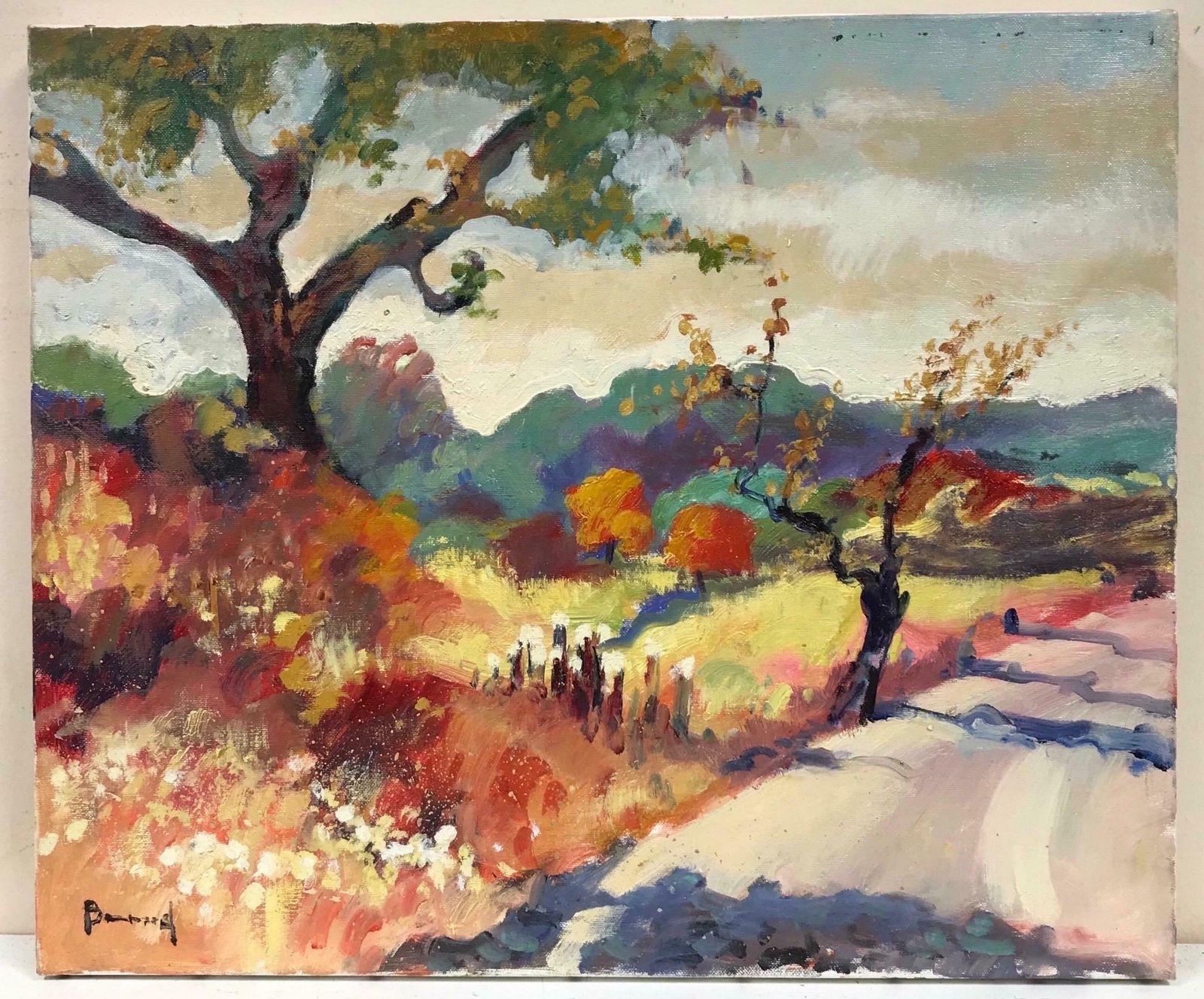 Guy Benardautumn In Provence, Signed French Modernist Oil Painting photo furniture