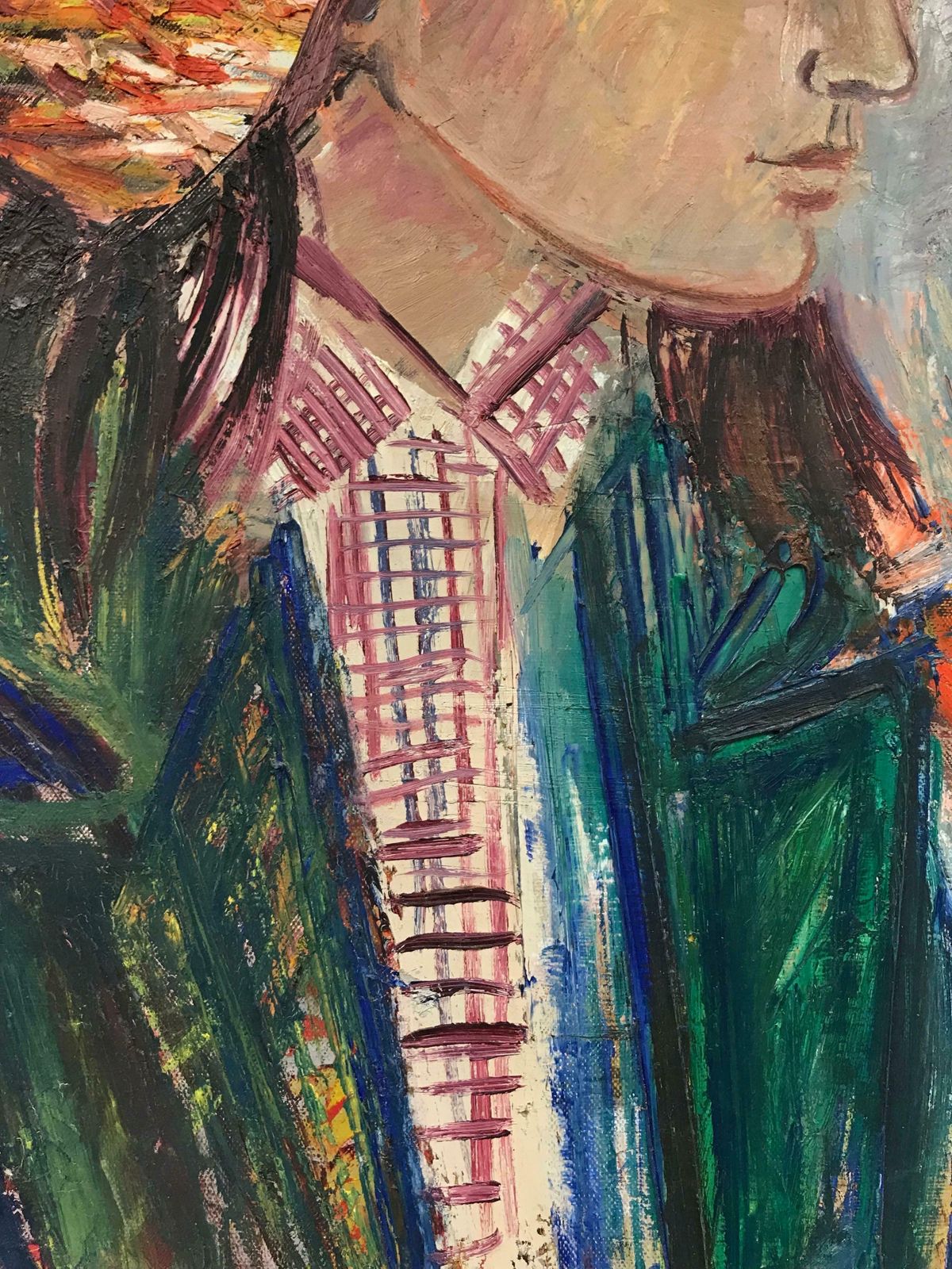 édouard Righetti (1924 2001)stylish French Portrait Trendy Young Lady French 1970's Post Impressionist Oil1970's photo Art