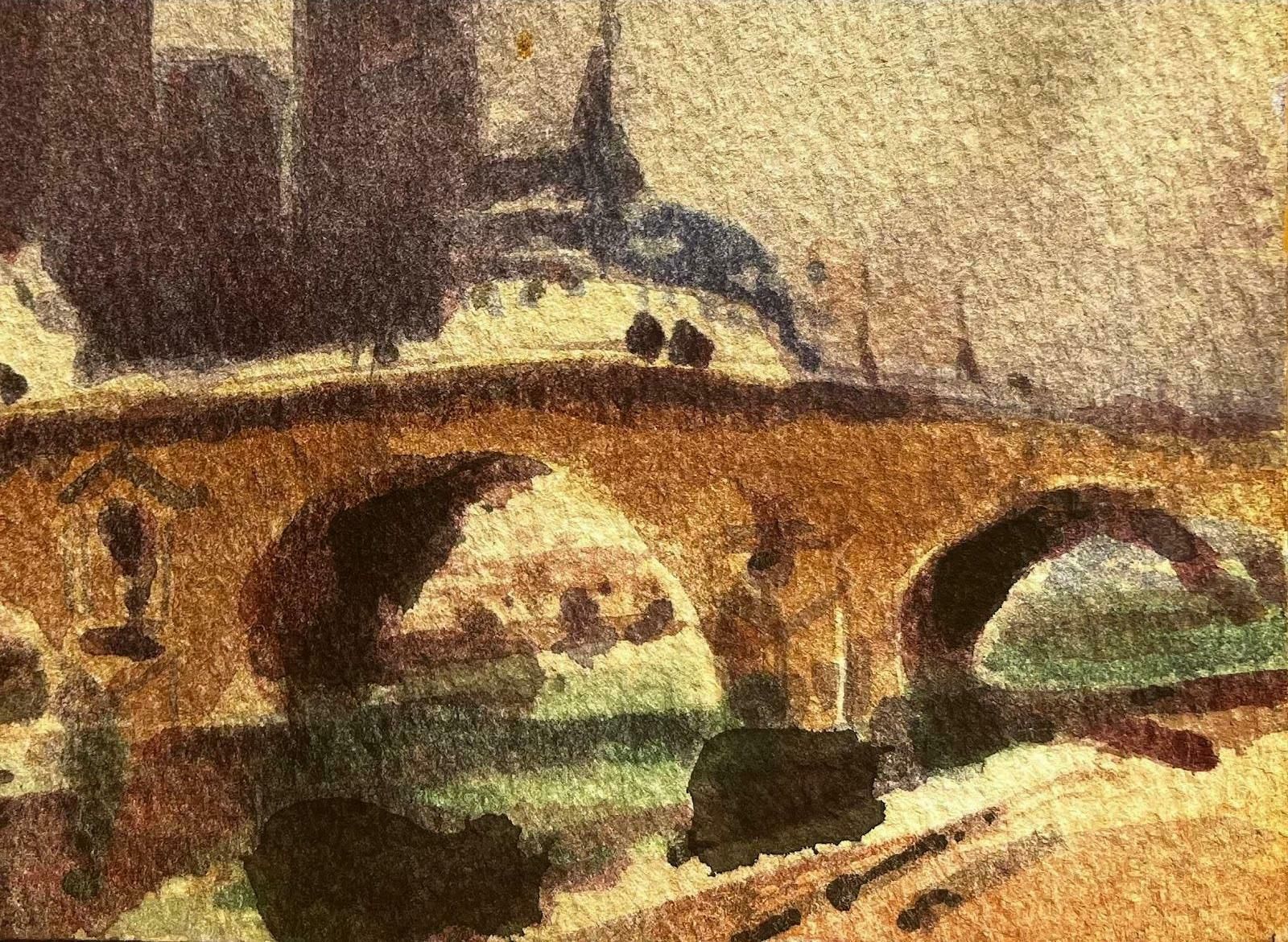 Maurice Mazeilienotre Dame Paris River Seine French Impressionist Landscape Original Painting20th Century photo Art