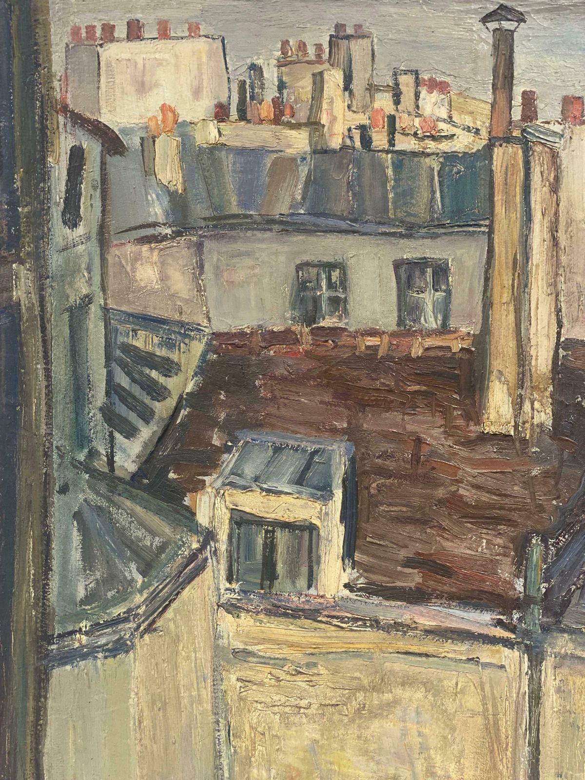 édouard Righetti (1924 2001)rue Jacob Paris Rooftops 1950 Superb Original French Post Impressionist Oil 1950's photo for sale