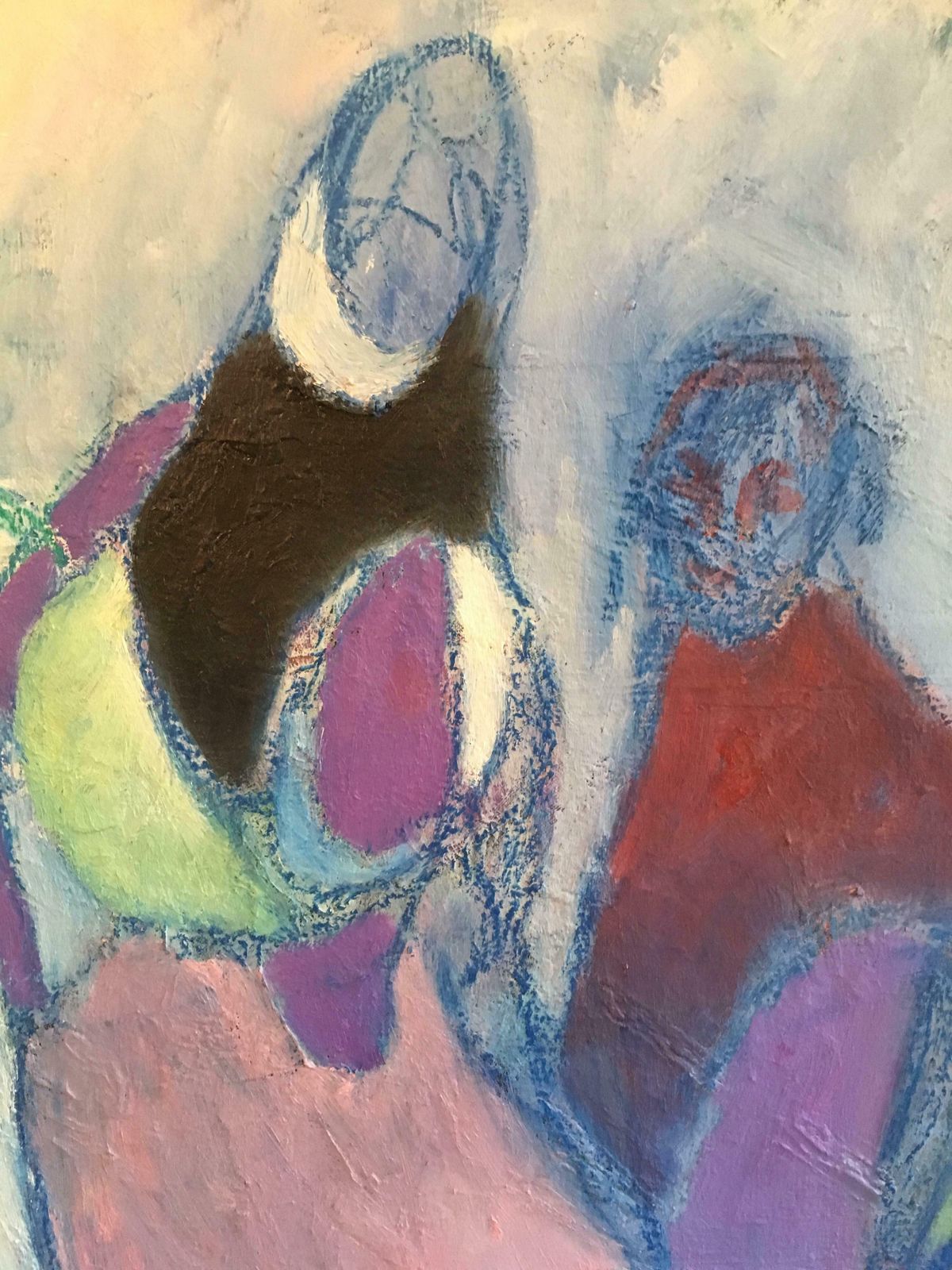 Akos Birohuge Multicoloured French Abstract Cubist Figures Dancing Original Oil Painting 2006 photo Art