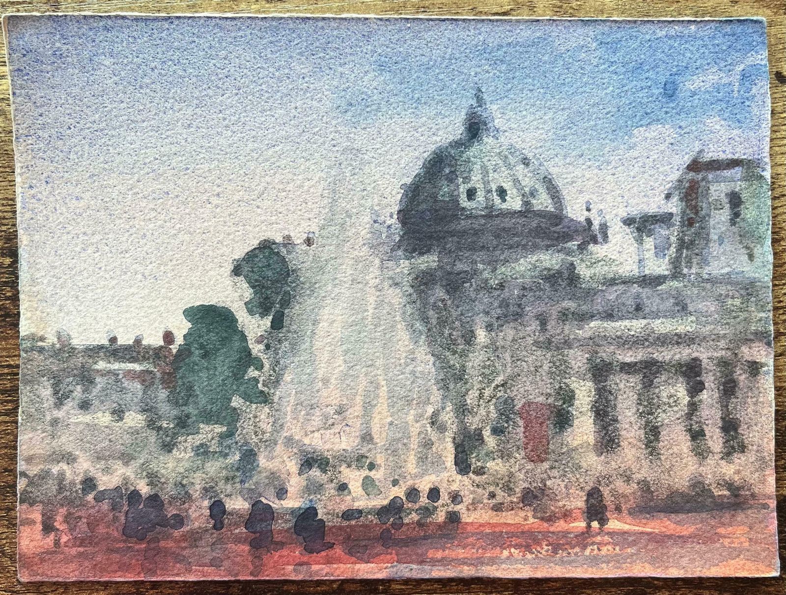 Maurice Mazeiliefrench Impressionist Watercolor Of The Grand Palais And Fountain20th Century photo furniture