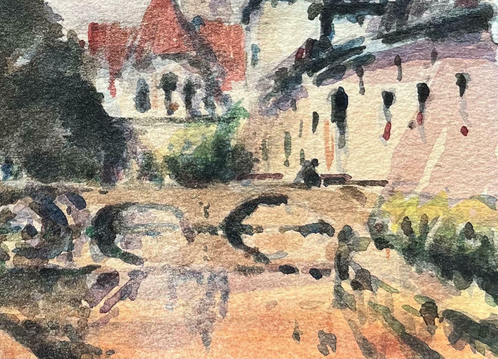 Maurice Mazeiliefrench Impressionist Watercolor Of Saint étienne Du Mont Church In Paris20th Century photo Art