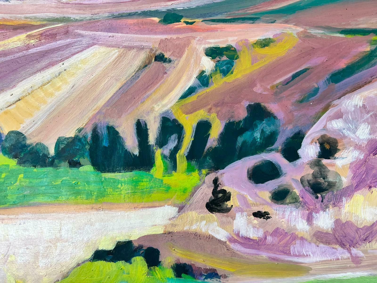 Huguette Ginet Lasnier Lavender Fields Provence Original French Modernist Contemporary Paintingc. 2000's photo furniture