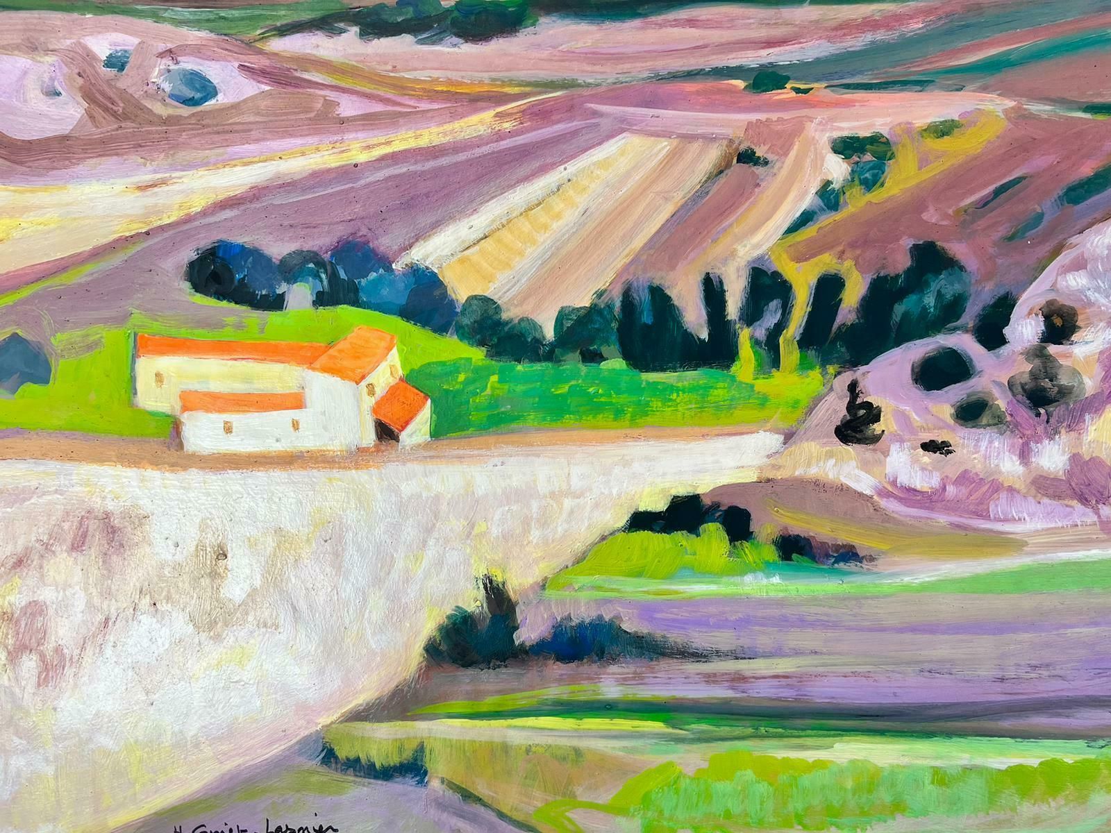Huguette Ginet Lasnier Lavender Fields Provence Original French Modernist Contemporary Paintingc. 2000's photo for sale