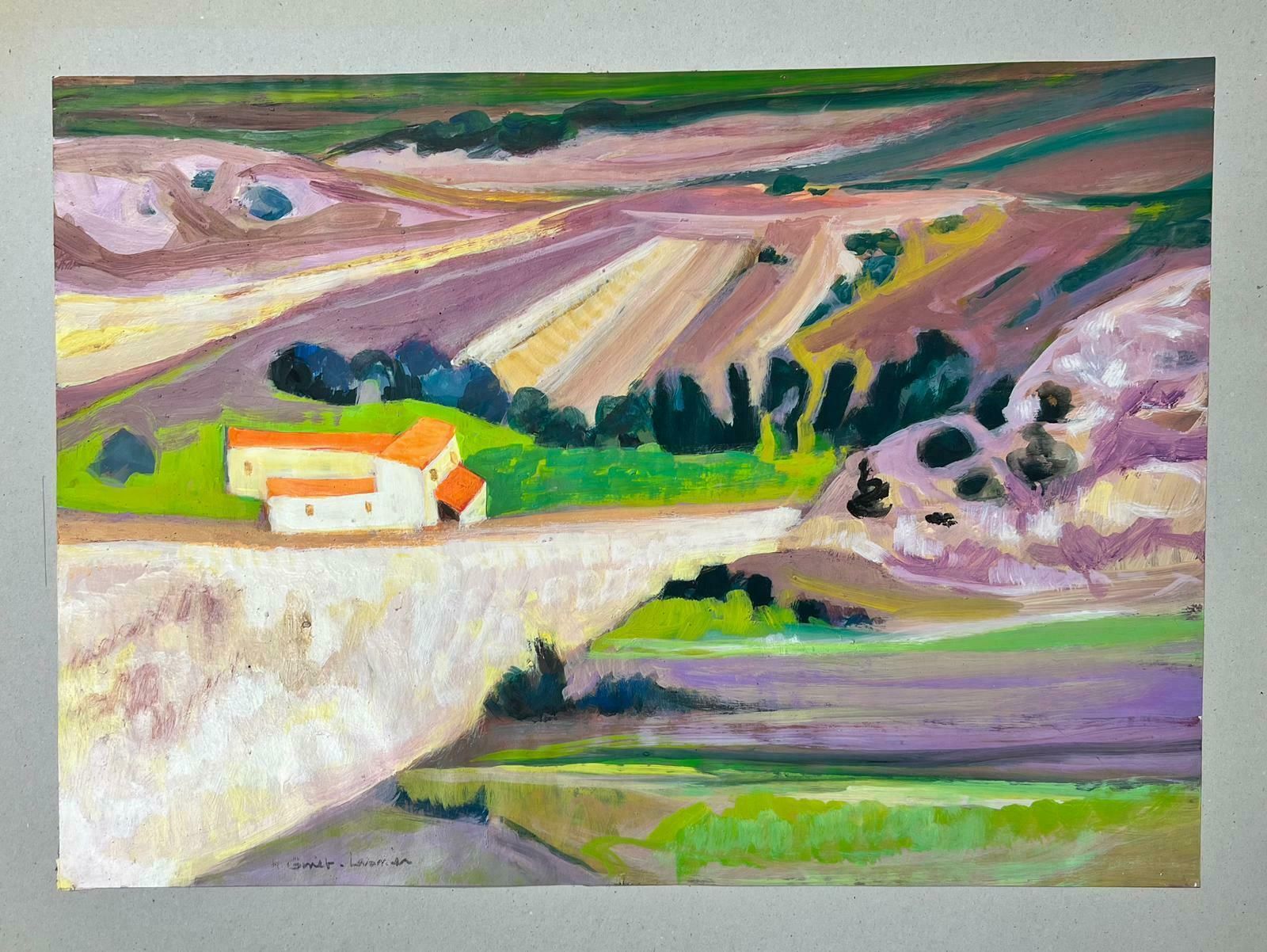 Huguette Ginet Lasnier Lavender Fields Provence Original French Modernist Contemporary Paintingc. 2000's photo buy