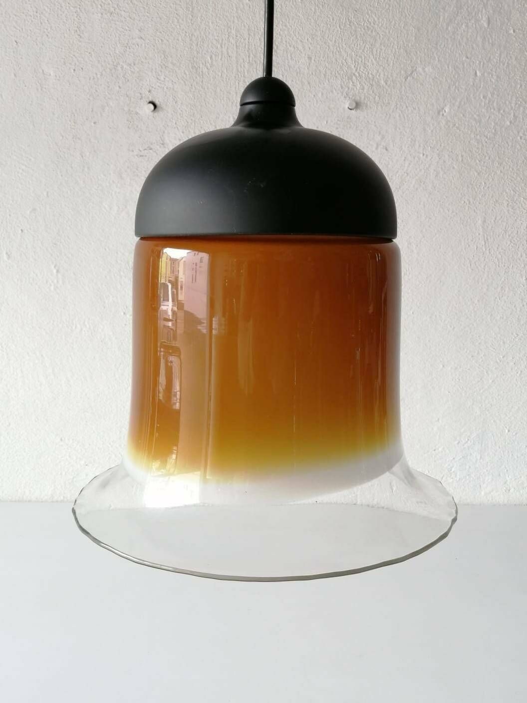 Peill Putzler Beautiful Caramel Glass Pendant Lamp, 1960s Germany photo furniture