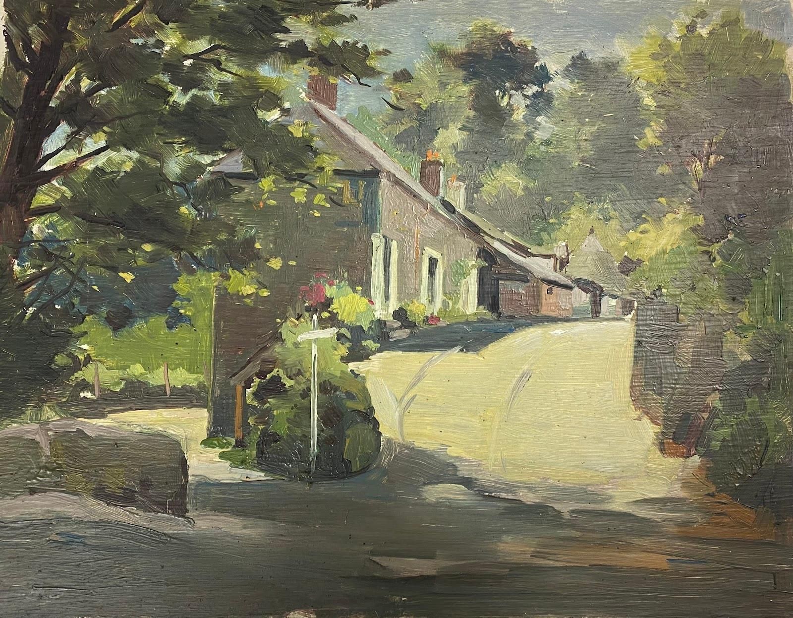 Frank Duffieldbritish Impressionist Painting Cottages Through The Villagemid 20th Century