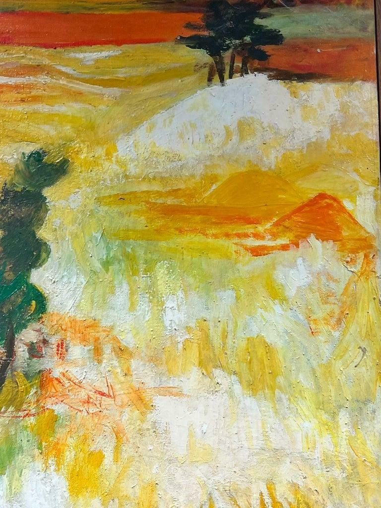 Huguette Ginet Lasnier Large French Contemporary Signed Oil Sun Scorched Provence Landscape C. 2000's photo for sale