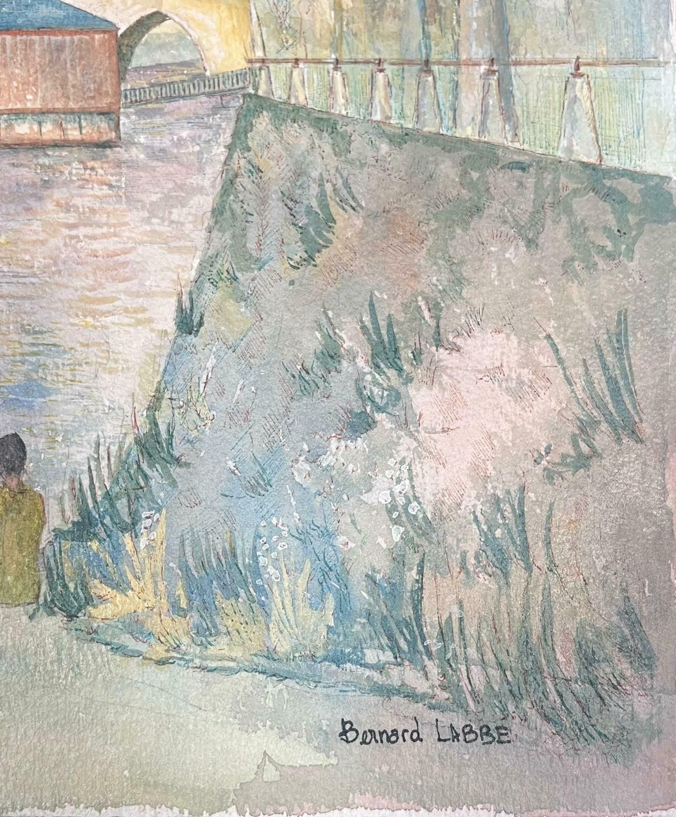 Bernard Labbe1950's Modernist Painting Figures Along The French River Bank1950's photo 816.0