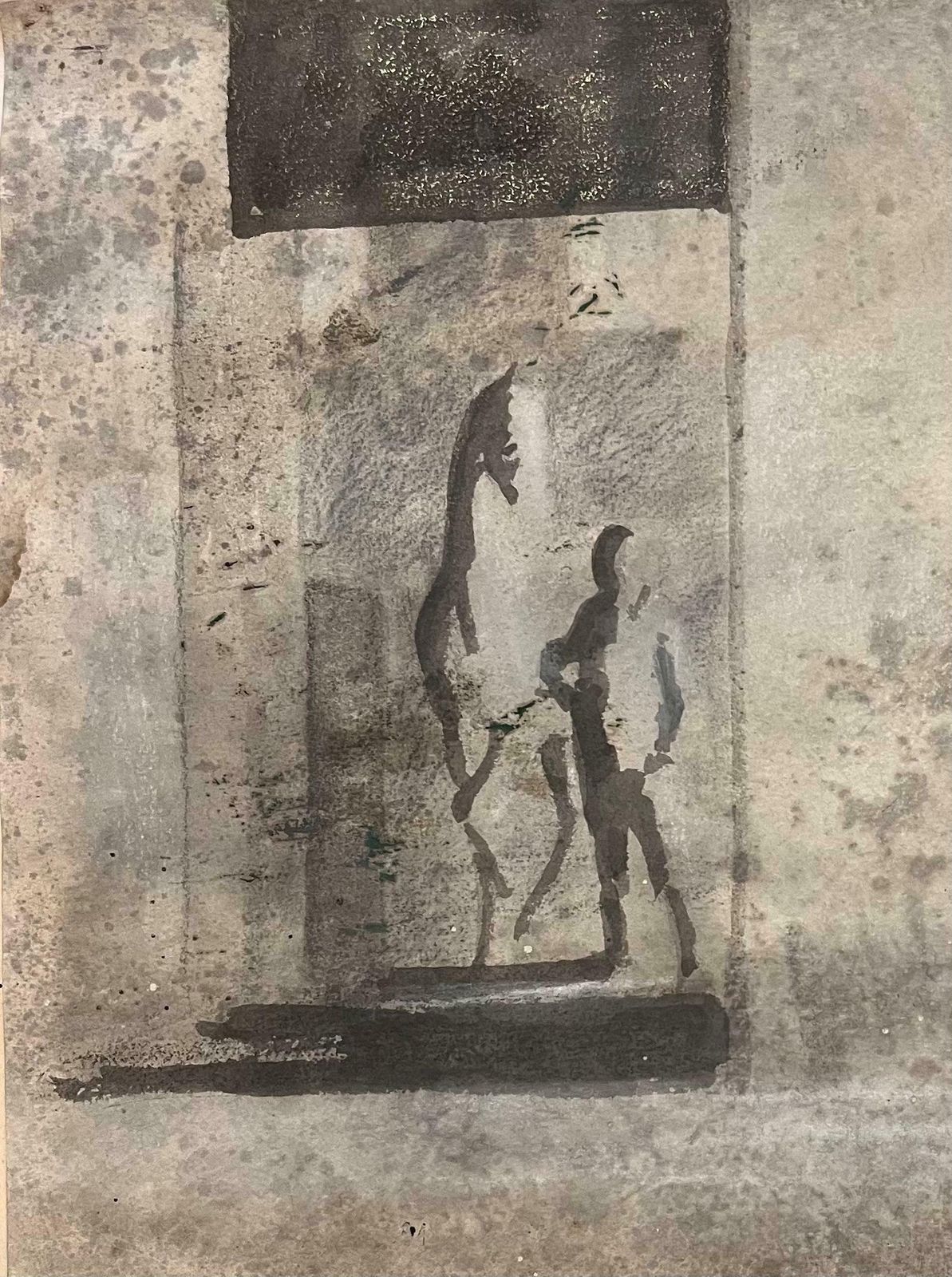 Robert Ladouoriginal French Abstract Study Of A Horse And Figure In A Stable20th Century photo for sale