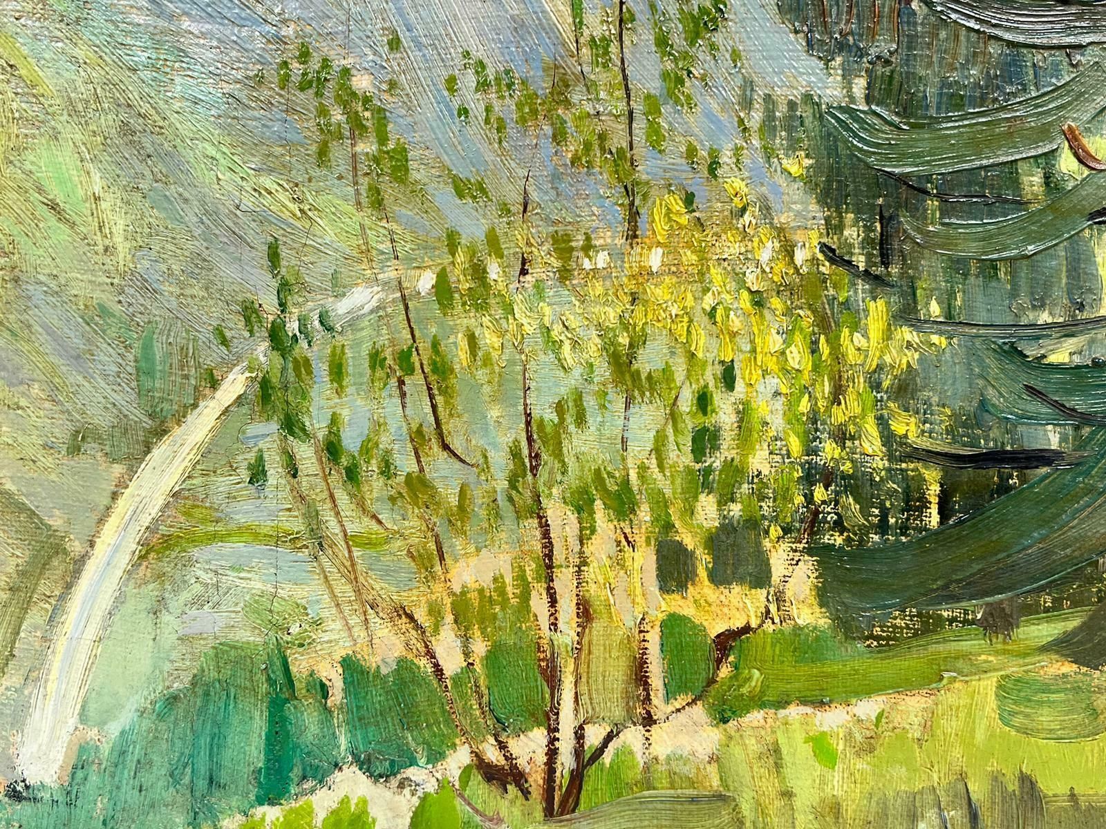 Luc Lapnet1920’s Belgian Impressionist Oil Deep Green Trees In Golden Landscape 1920’s photo Art