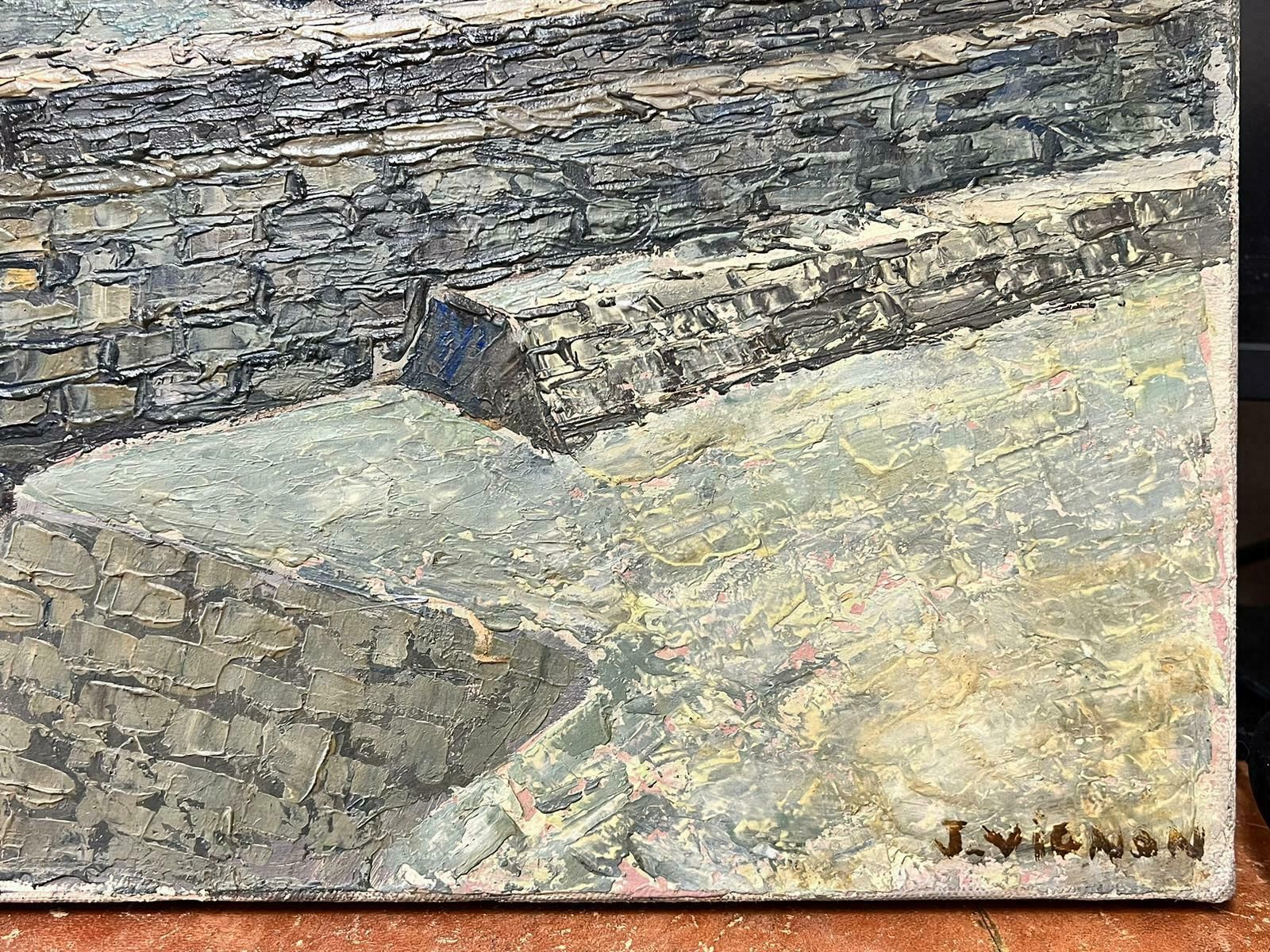 Josine Vignonport En Bessin Normandy Coastline Large 1960’s French Post Impressionist Oil1960's photo for sale