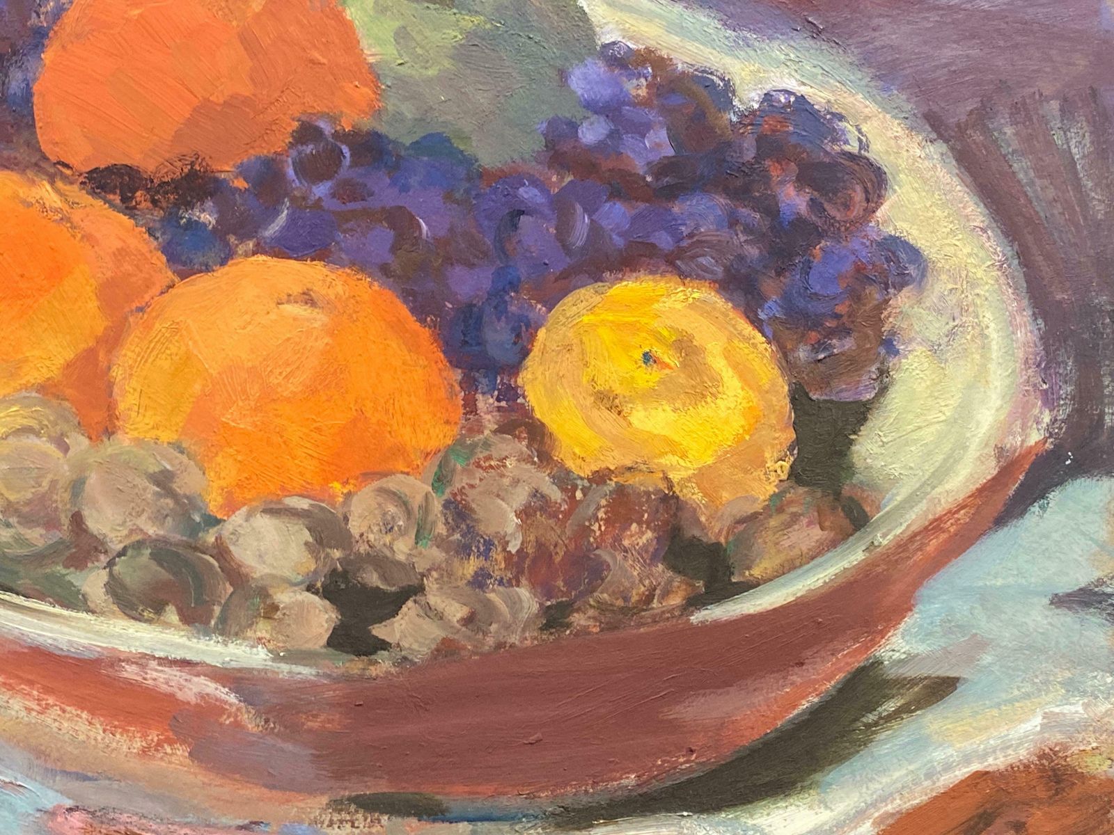 Elisabeth Hahn20th Century German Modernist Oil Painting Still Life Of Fruit In Bowl20th Century photo Art