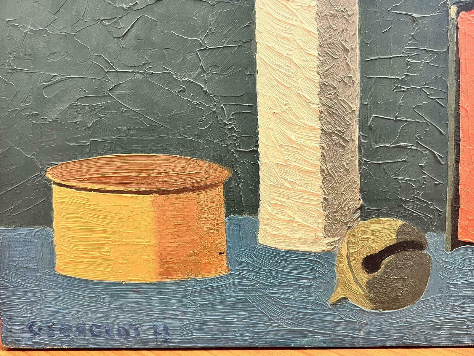 Pierre Georgeot1940’s French Tonal Abstract Signed Oil Still Life Objects Superb Quality photo furniture