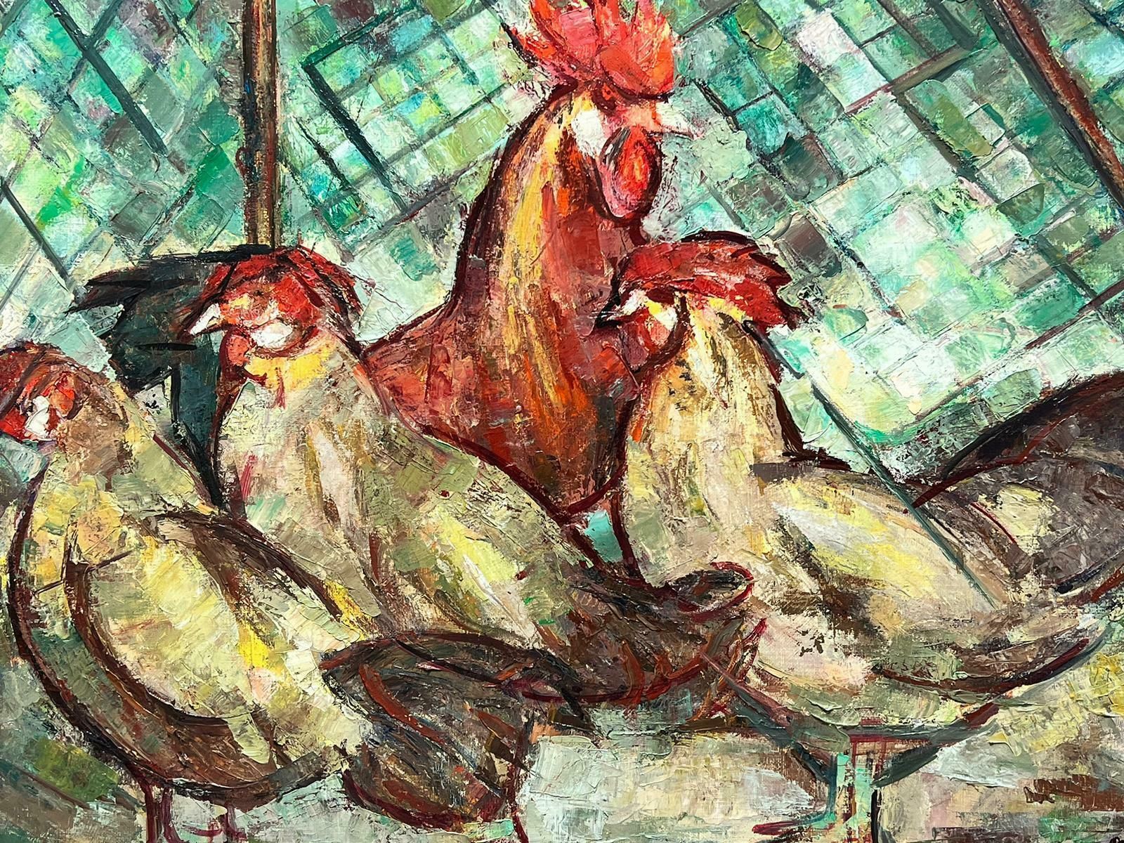Maria Tort Xirauchickens In A Coop Large Modernist Signed European Painting, Framed photo for sale