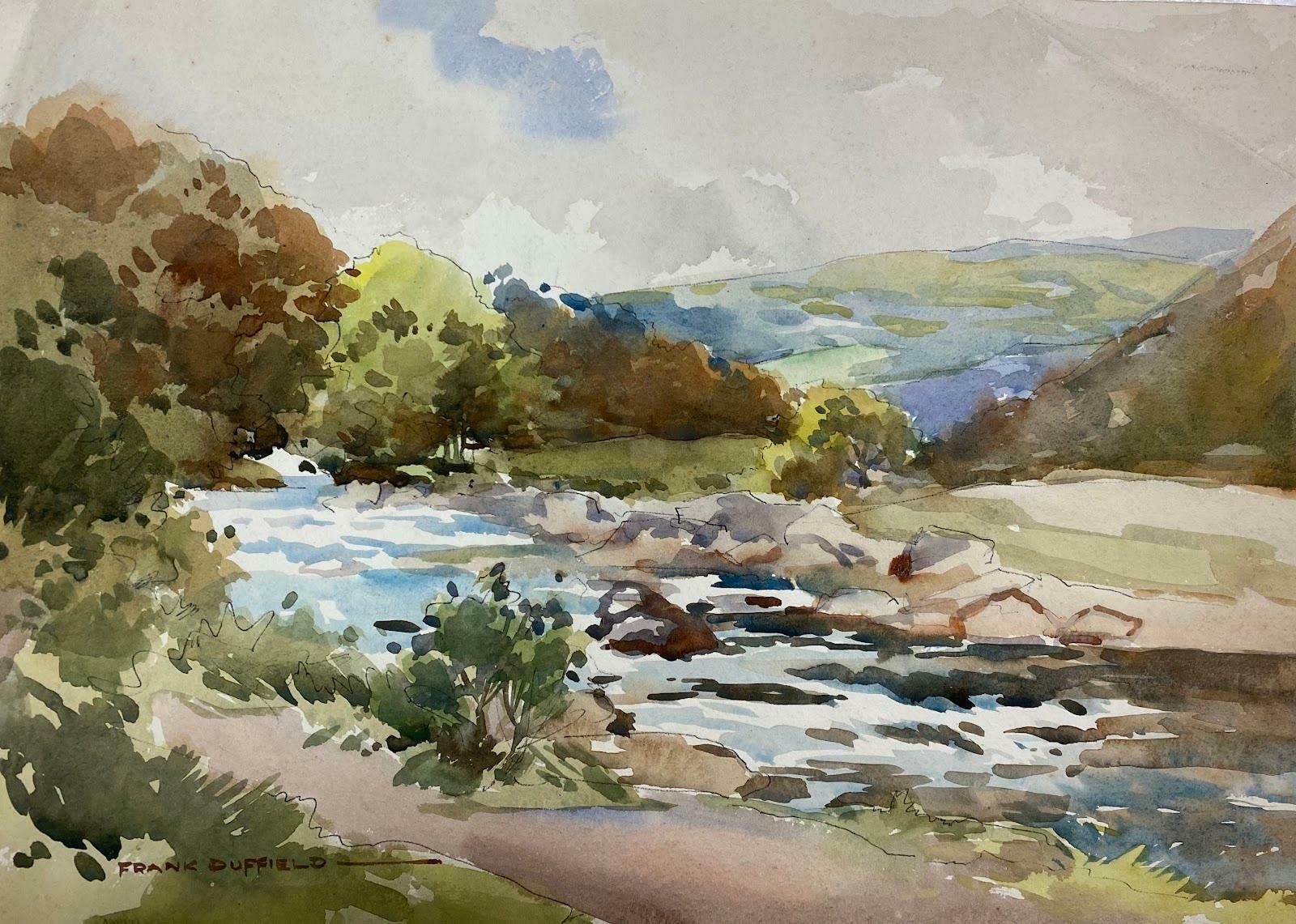 Frank Duffieldbritish Impressionist Painting Winding River Nestled In The Countrysidemid 20th Century
