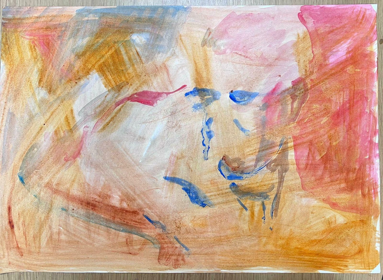 Helen Greenfieldenglish Impressionist Watercolour Painting Figure In The Orange Abstract photo furniture