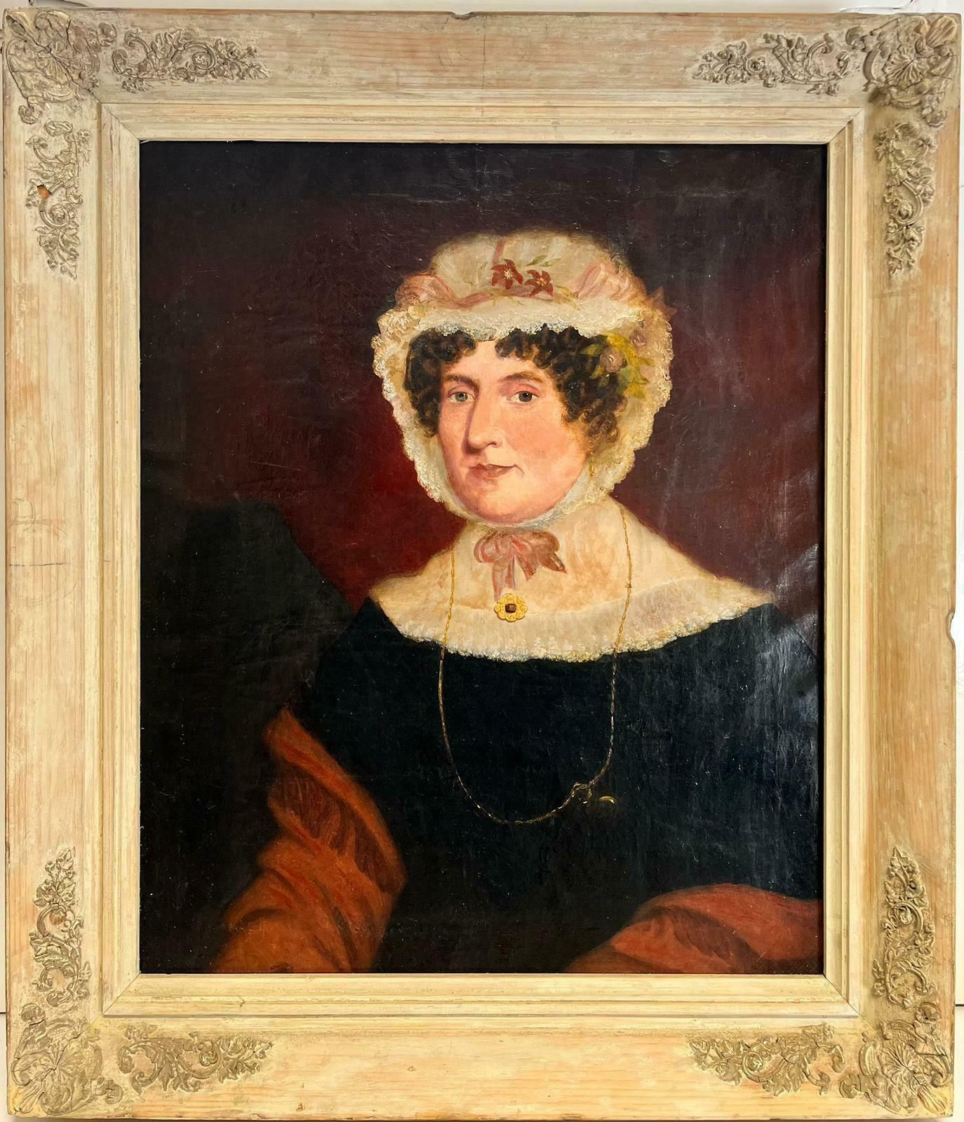 19th Century English School1870’s Victorian English Portrait Of Country House Lady Large Oil On Canvas1870’s