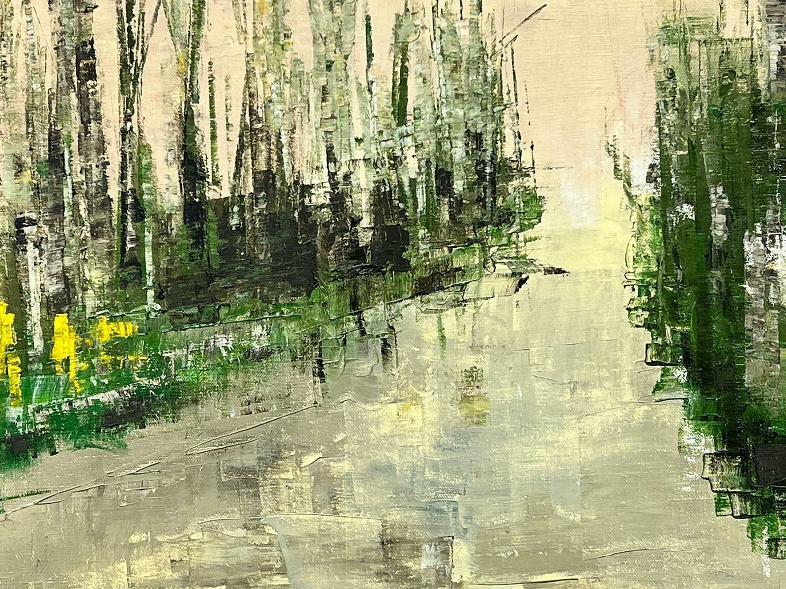 Erika1970’s Huge French Expressionist Green Landscape Avenue Of Trees, Signed Oil C. 1974 photo furniture