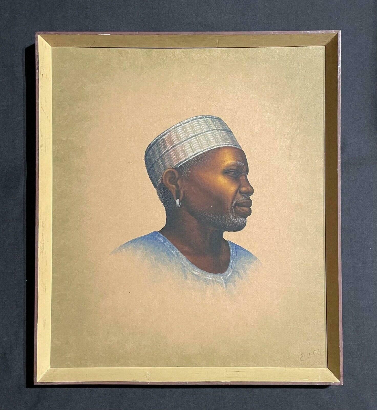 Unknownportrait Of African Man Tanzania   Signed Oil Painting Circa 1970'sc. 1970's photo furniture