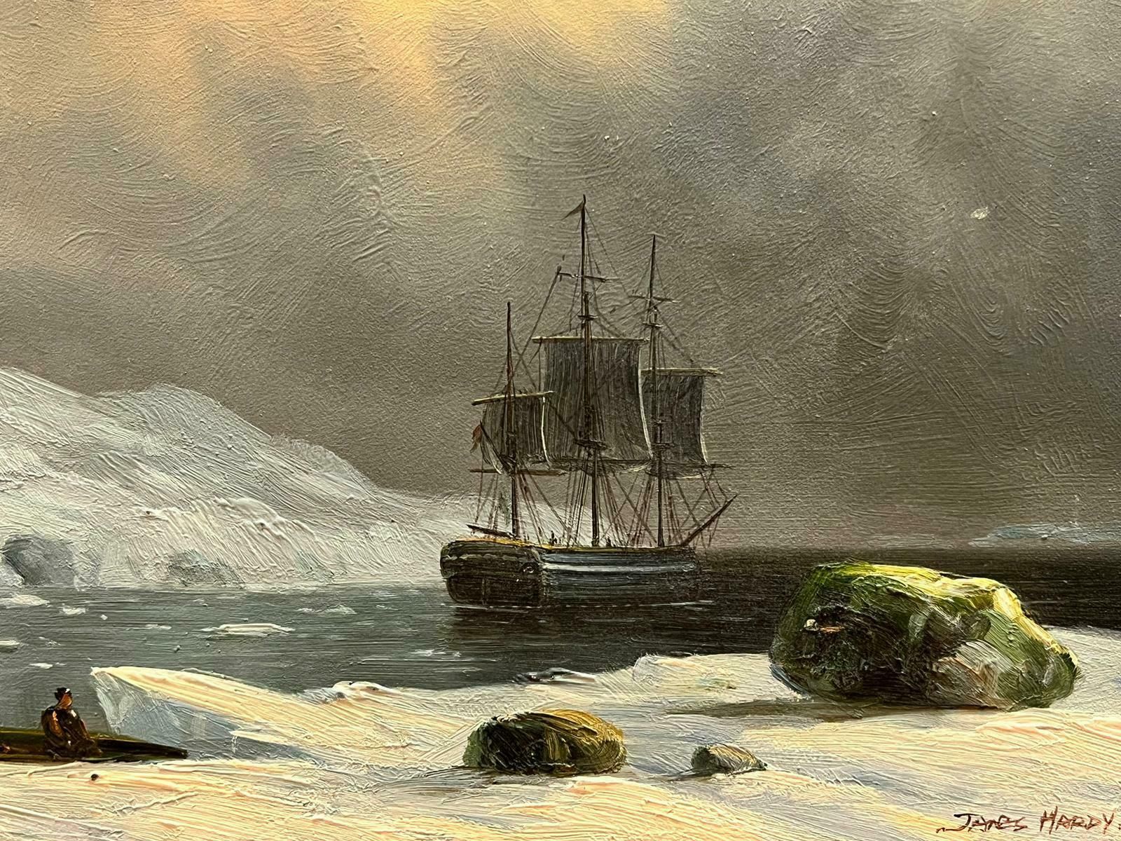 English Marineclassic Tallship Sailing Ship In Iceberg Waters, Signed English Marine Oil photo vinterior