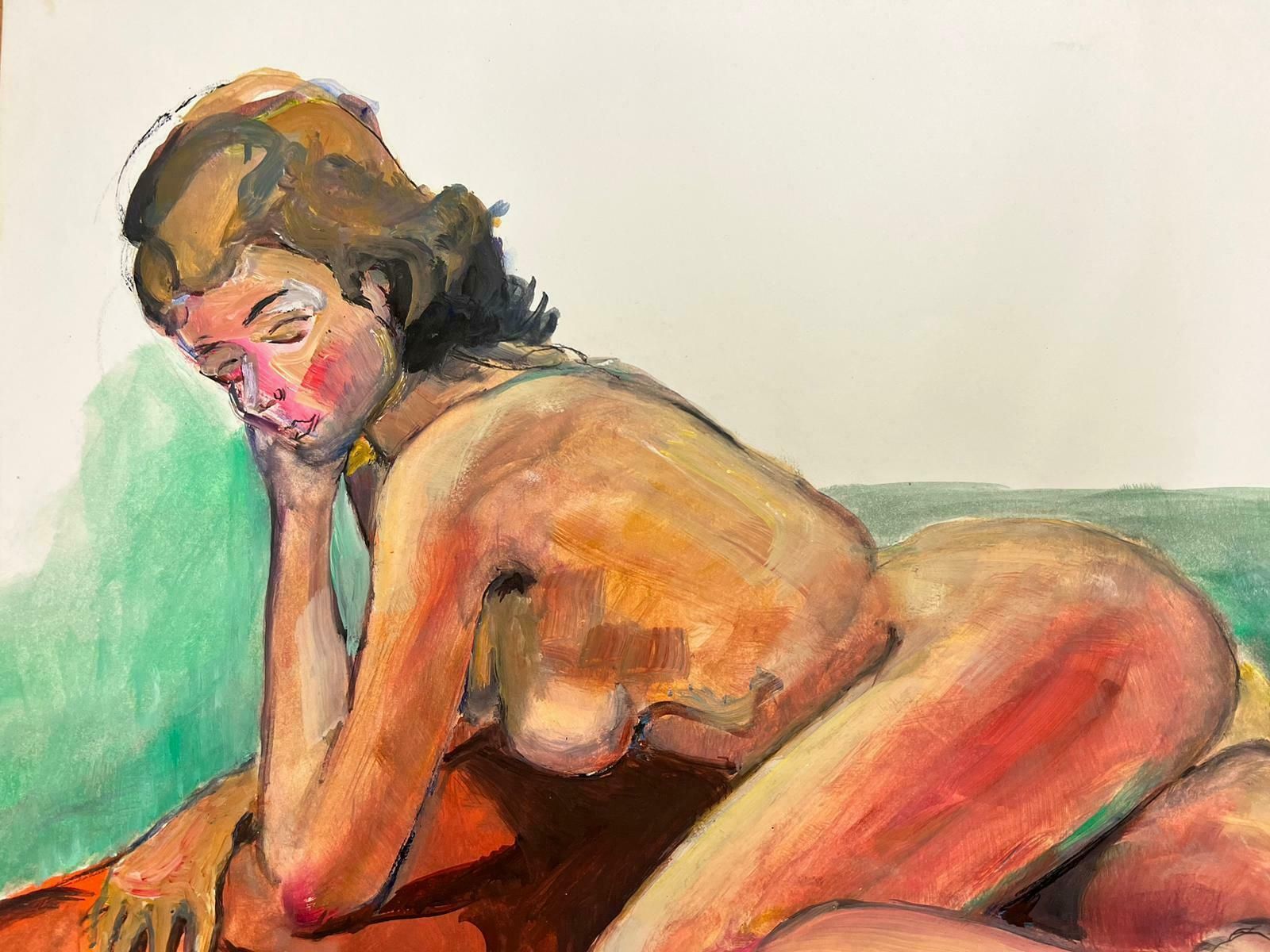 French Modernistreclining Nude Lady Model 1970's French Modernist Painting Provence Collection1970's photo 505.0