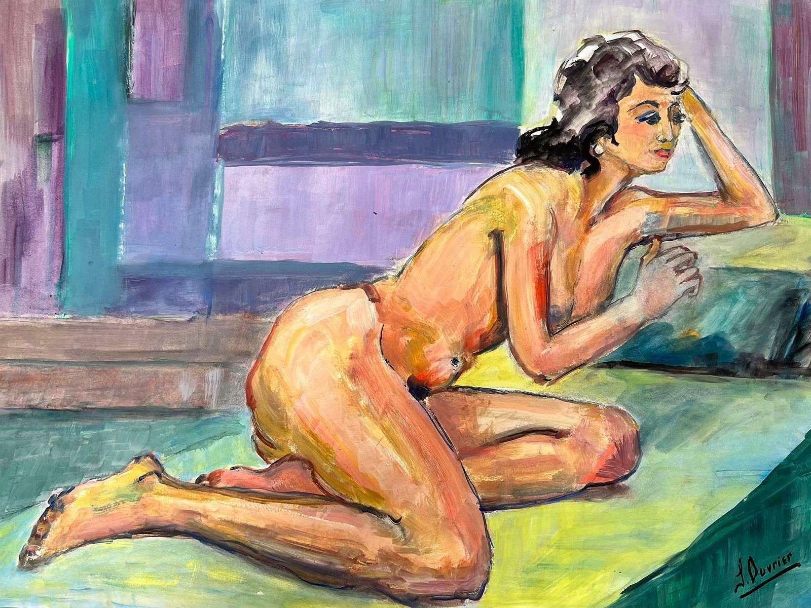 French Modernistreclining Nude Lady Model 1970's French Modernist Painting Provence Collection1970's photo Art