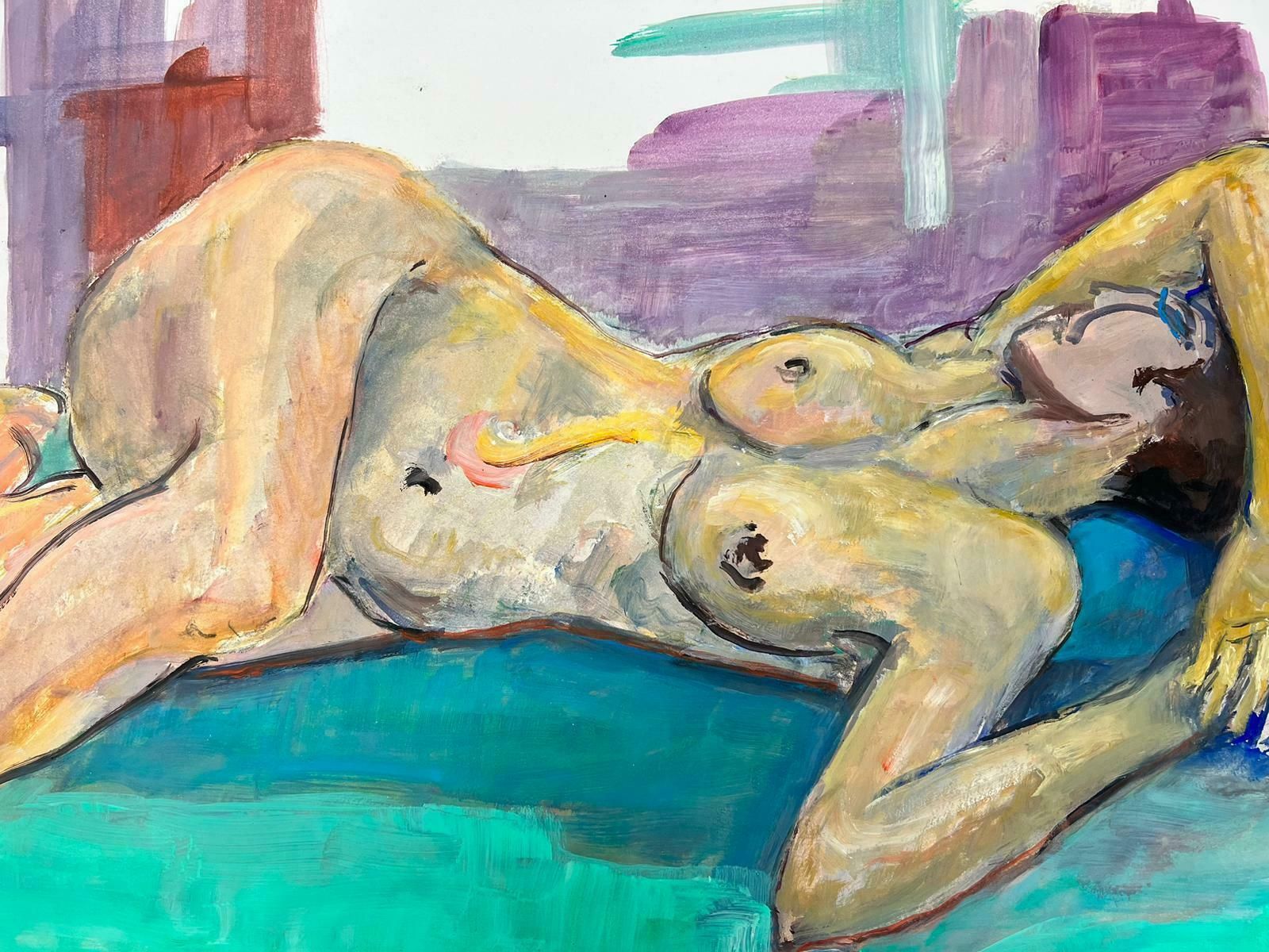 French Modernistreclining Nude Lady Model 1970's French Modernist Painting Provence Collection1970's