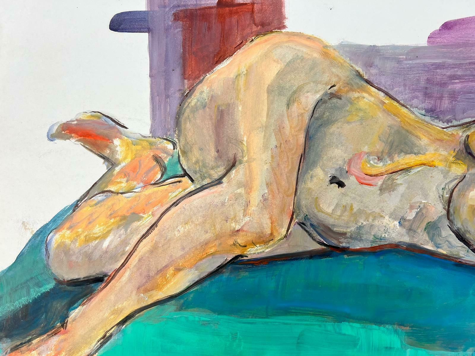 French Modernistreclining Nude Lady Model 1970's French Modernist Painting Provence Collection1970's photo Art