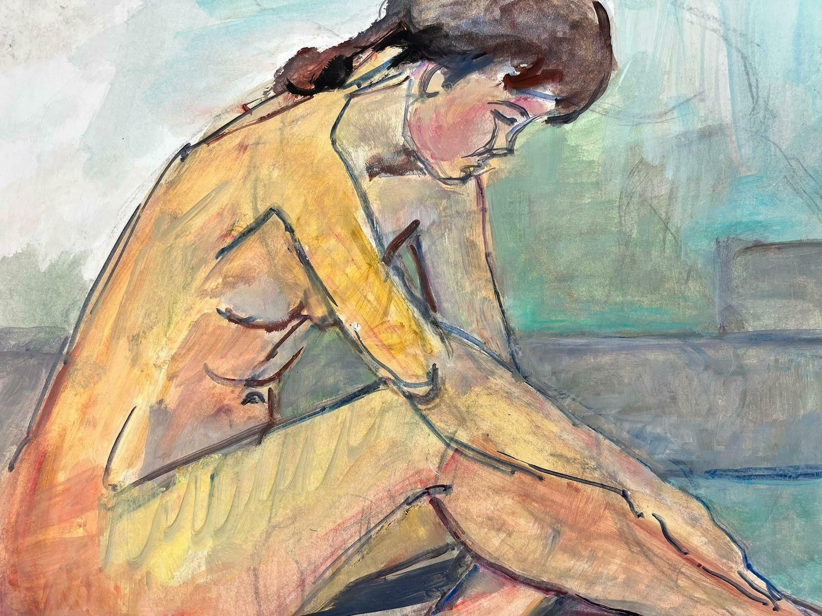 French Modernistreclining Nude Lady Model 1970's French Modernist Painting Provence Collection1970's photo Art