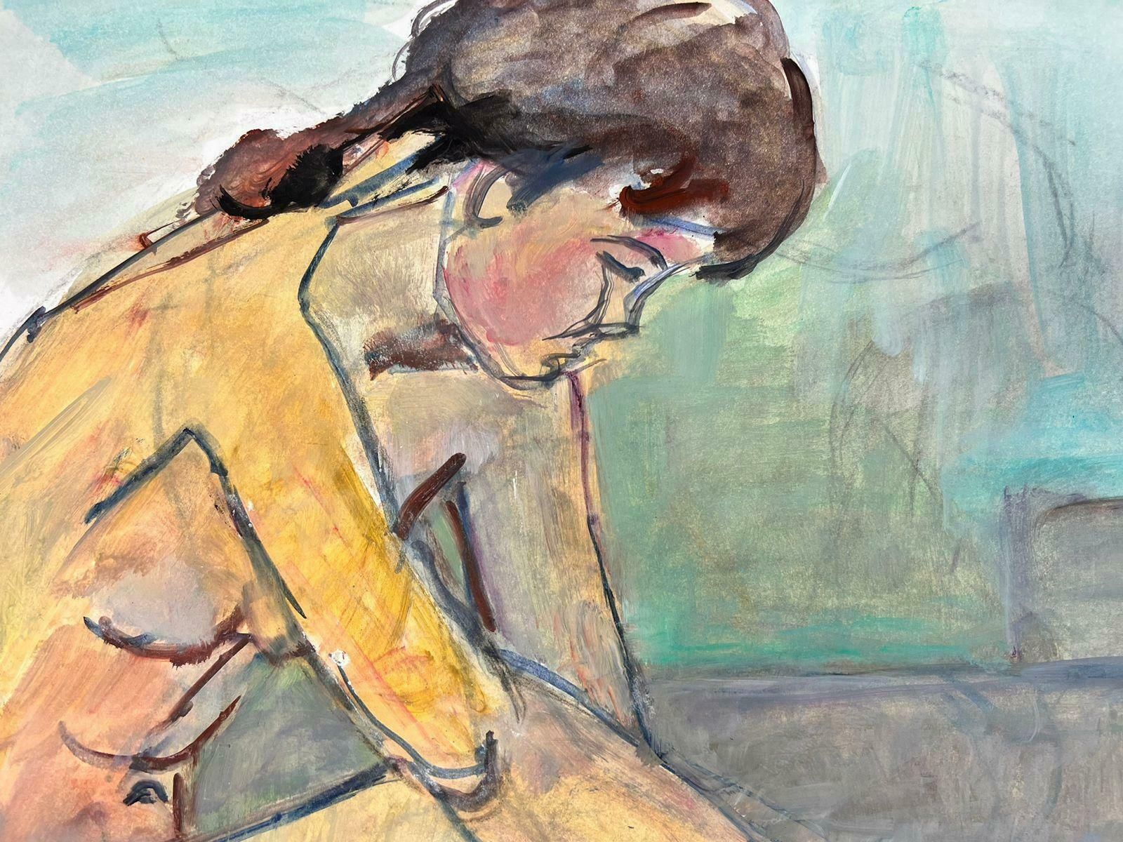 French Modernistreclining Nude Lady Model 1970's French Modernist Painting Provence Collection1970's photo vinterior