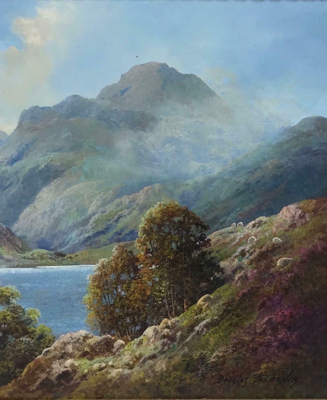 Douglas Falconerfine Scottish Highlands Oil Painting, Majestic Highland Loch Scene, Signed Oil photo for sale