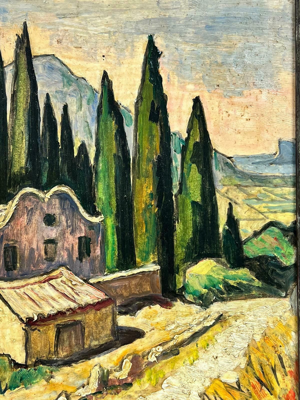 Jean Julianprovence Luberon Valley Cypress Trees Landscape Mid Century French Oil 1950’s photo buy